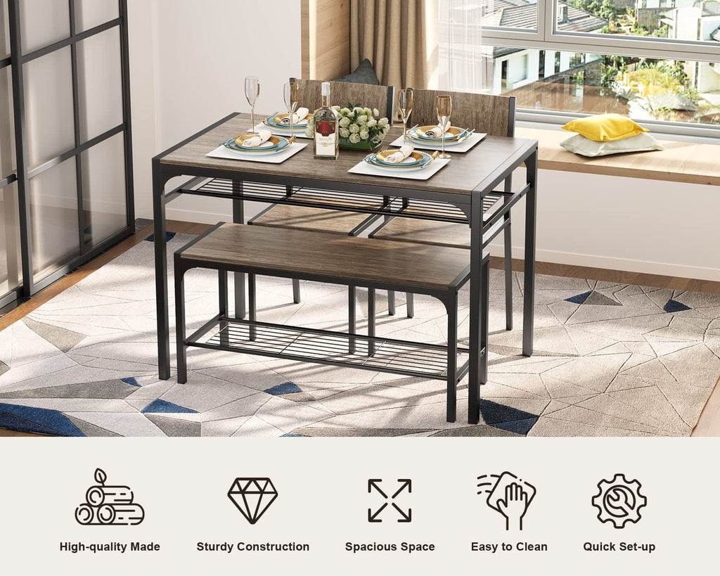 Aiho 7-Piece Dining Table Set for 6, Space-Saving Kitchen Table with Chairs, Compact Dining Furniture for Small Spaces & Apartments, Retro