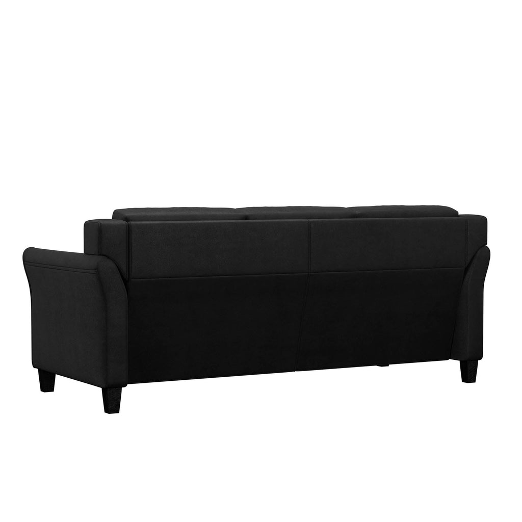 Lifestyle Solutions Taryn Curved Arms Sofa, Black Fabric
