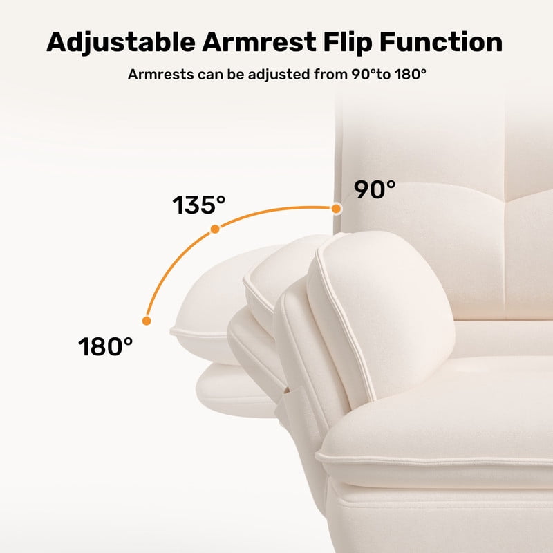 Hawsaiy Big and Tall Office Chair with Footrest, Ergonomic Executive Desk Chair with Flip-Up Arms, Reclining High Back Computer Chair with Headrest & Side Pockets, White