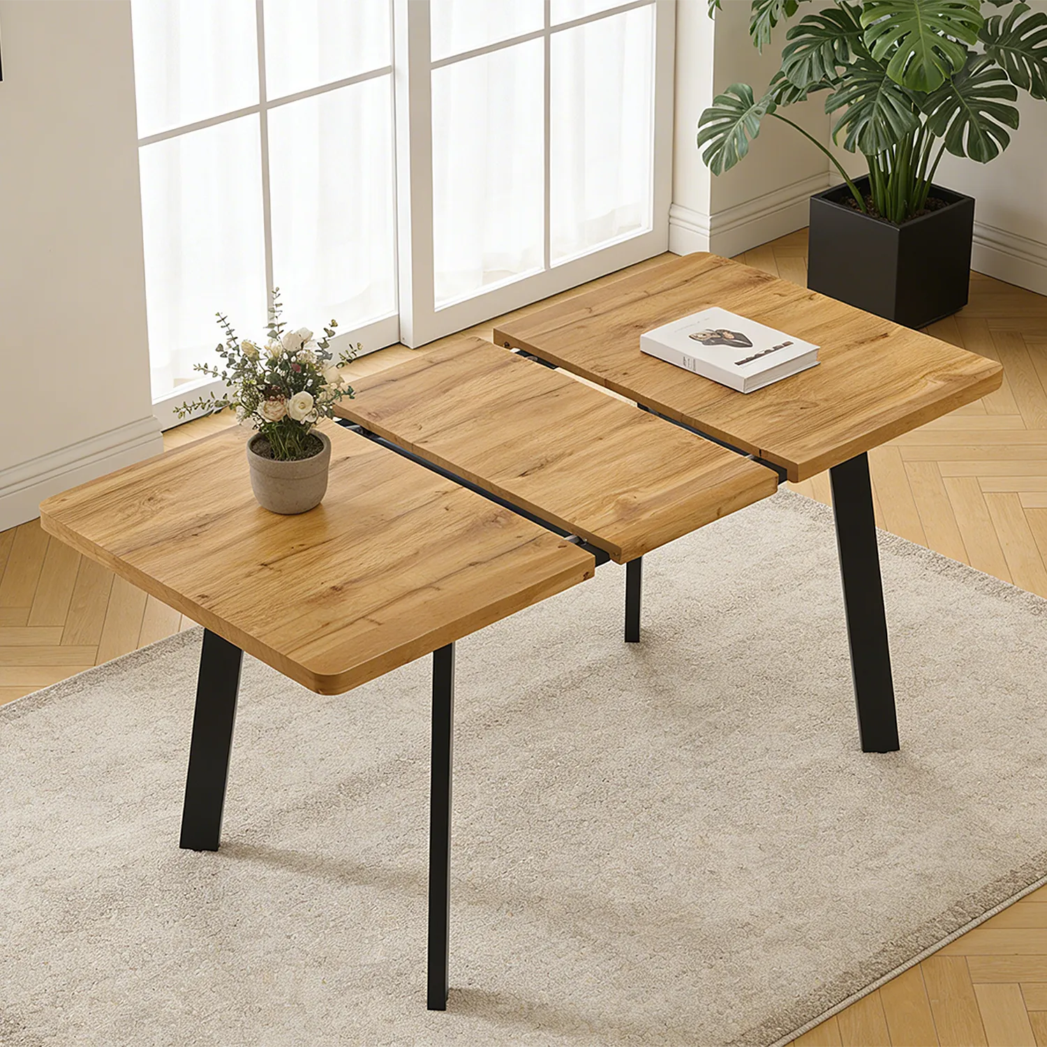 63.2-78.2 Extendable Dining Room Table,Modern MDF Dining Table Set for 4-8,Space Saving Dining Room Table Compact for Living Room, Apartment