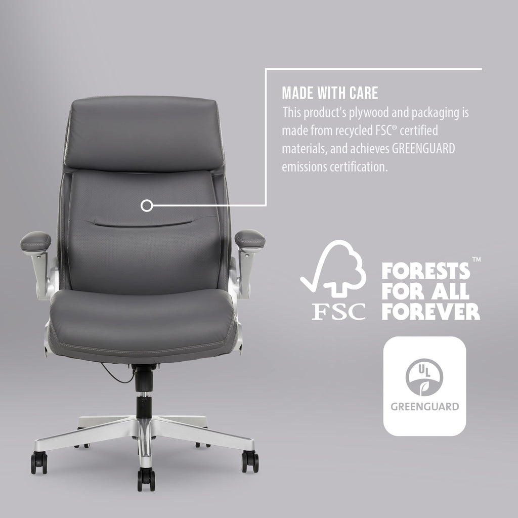 Shaquille O'Neal Cenzo Ergonomic Big and Tall Office Chair ,Flip-Up Arms PureSoft Upholstery High-Back Desk Chair with 400 lb Capacity, Black