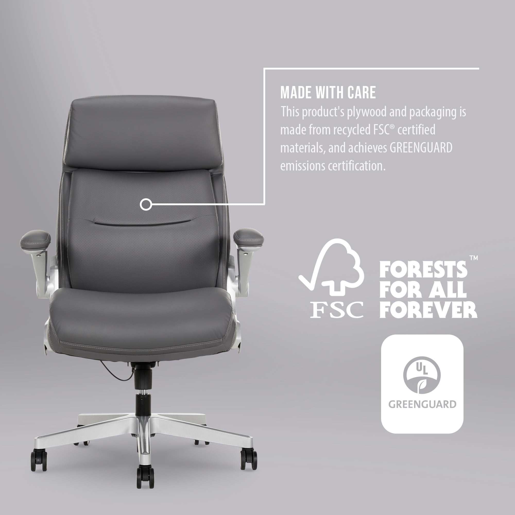 Shaquille O'Neal Cenzo Ergonomic Big and Tall Office Chair ,Flip-Up Arms PureSoft Upholstery High-Back Desk Chair with 400 lb Capacity, Black