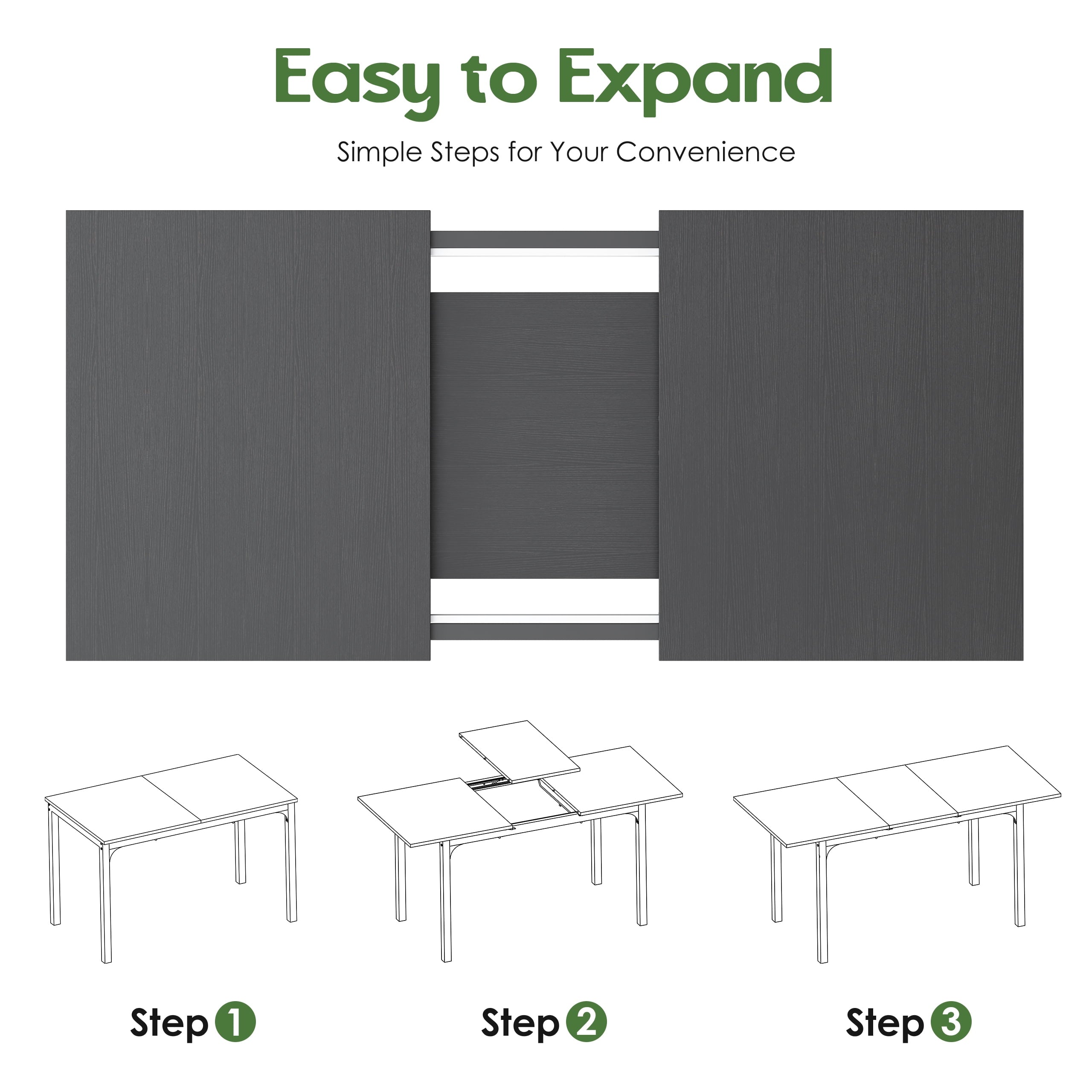 Someet Large Extendable Dining Table for 4-8, Modern Wood Space-Saving Extra Long Folding Kitchen Table for Dining Room, Natural