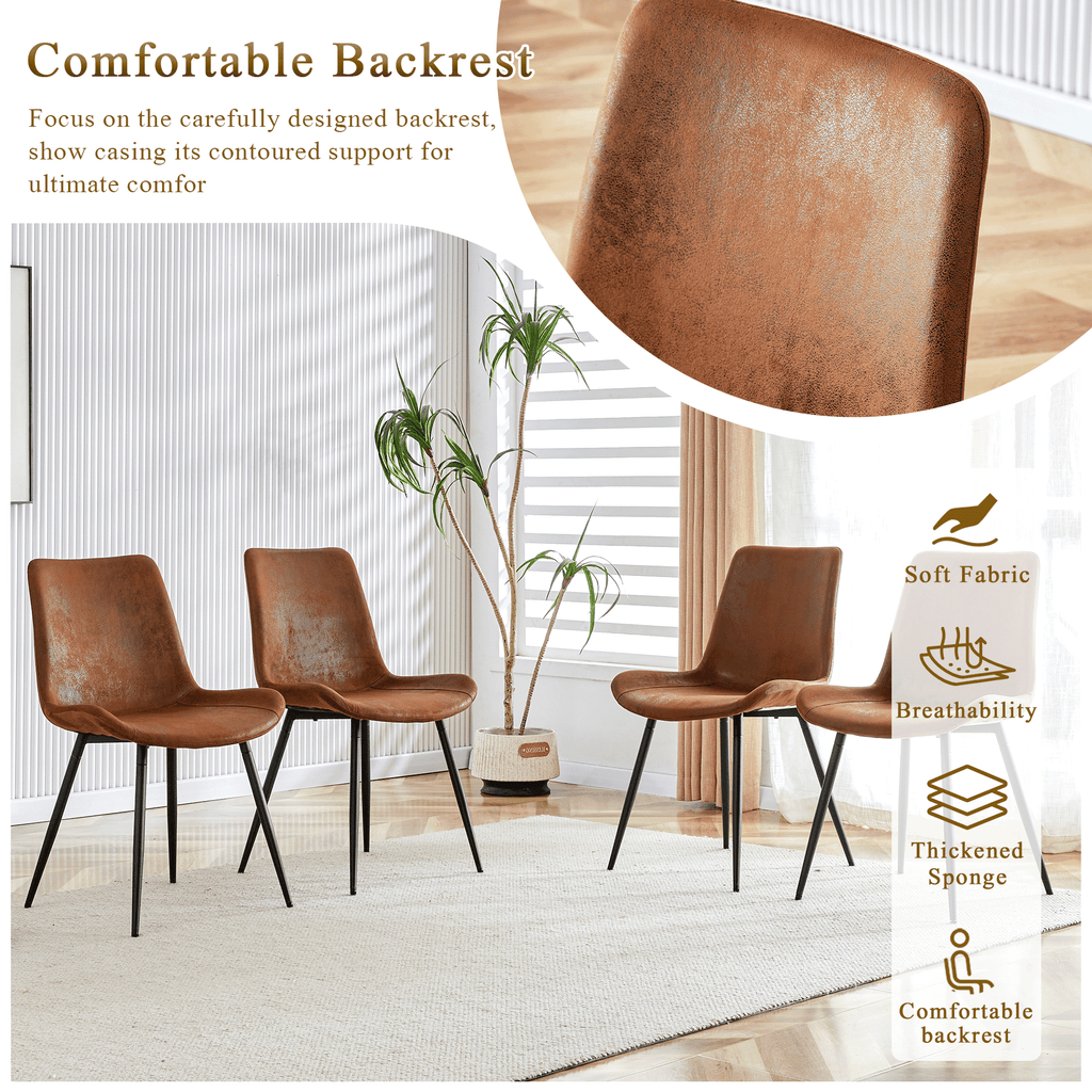 JUFU 55 Dining Table Set for 4, Modern Table and Chairs Set of 4, 5 Piece Dining Table Set Include Wooden Kitchen Table and 4 Faux Leather Chairs Ideal for Kitchen Dining Room Easy to Assemble