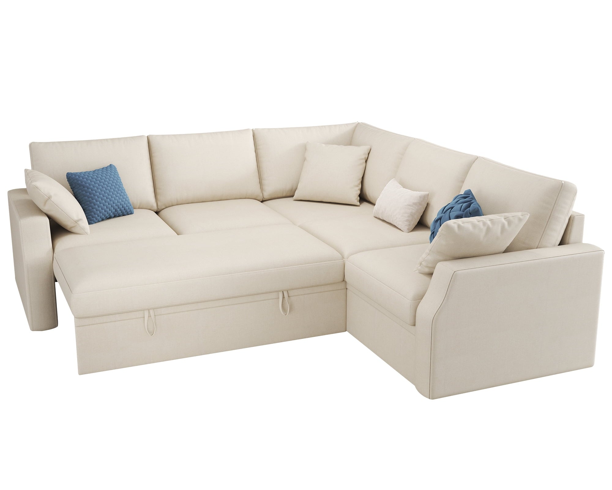 VanAcc 85 Sleeper Sofa Bed, Reversible L-Shape Sectional with Storage