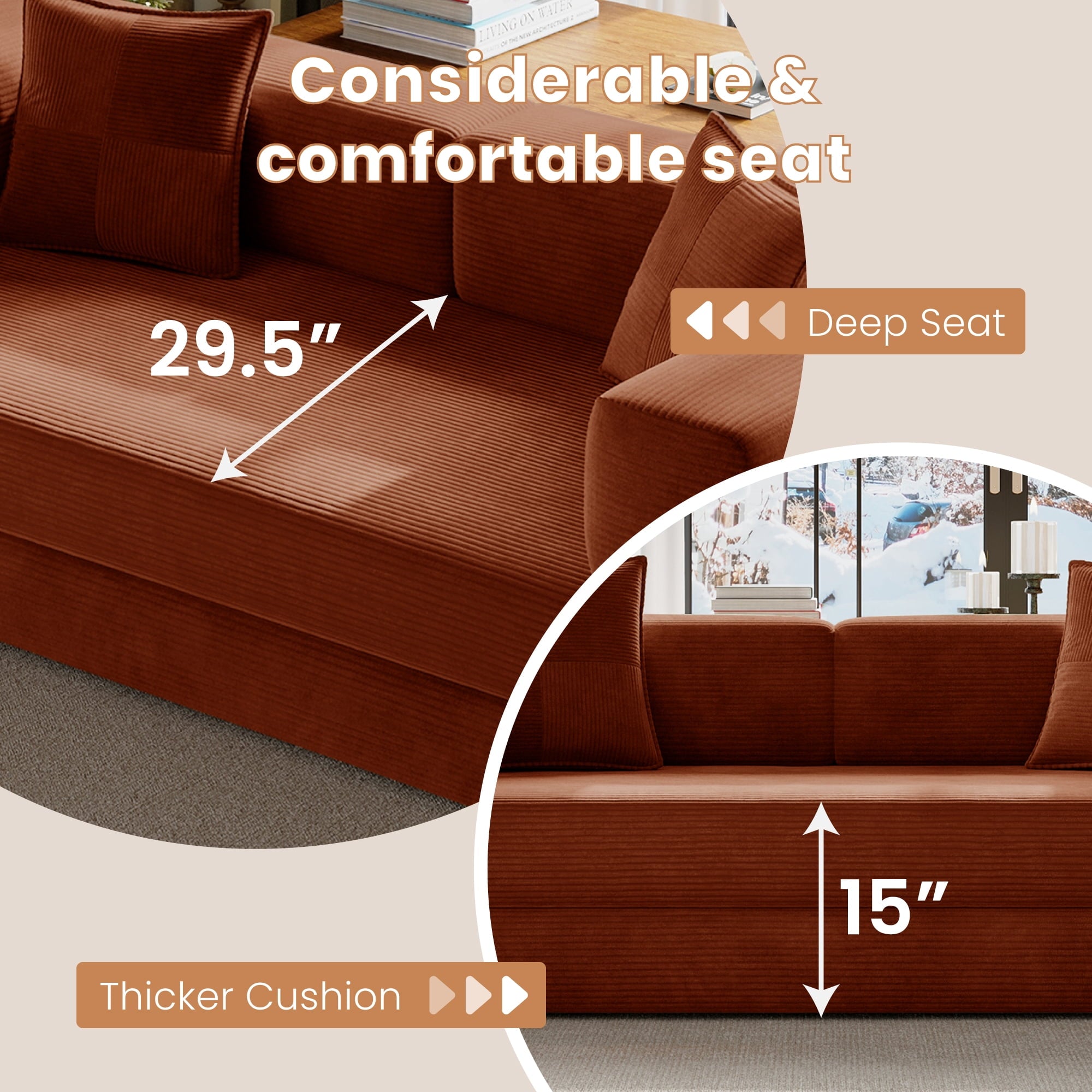 BELHOME 5-in-1 Convertible Sofa Bed, 78.8 Sleeper Sofa Boneless Couch with Side Pockets, Folding Floor Sofa Compression Sofa for Living Rooms No Assembly Required
