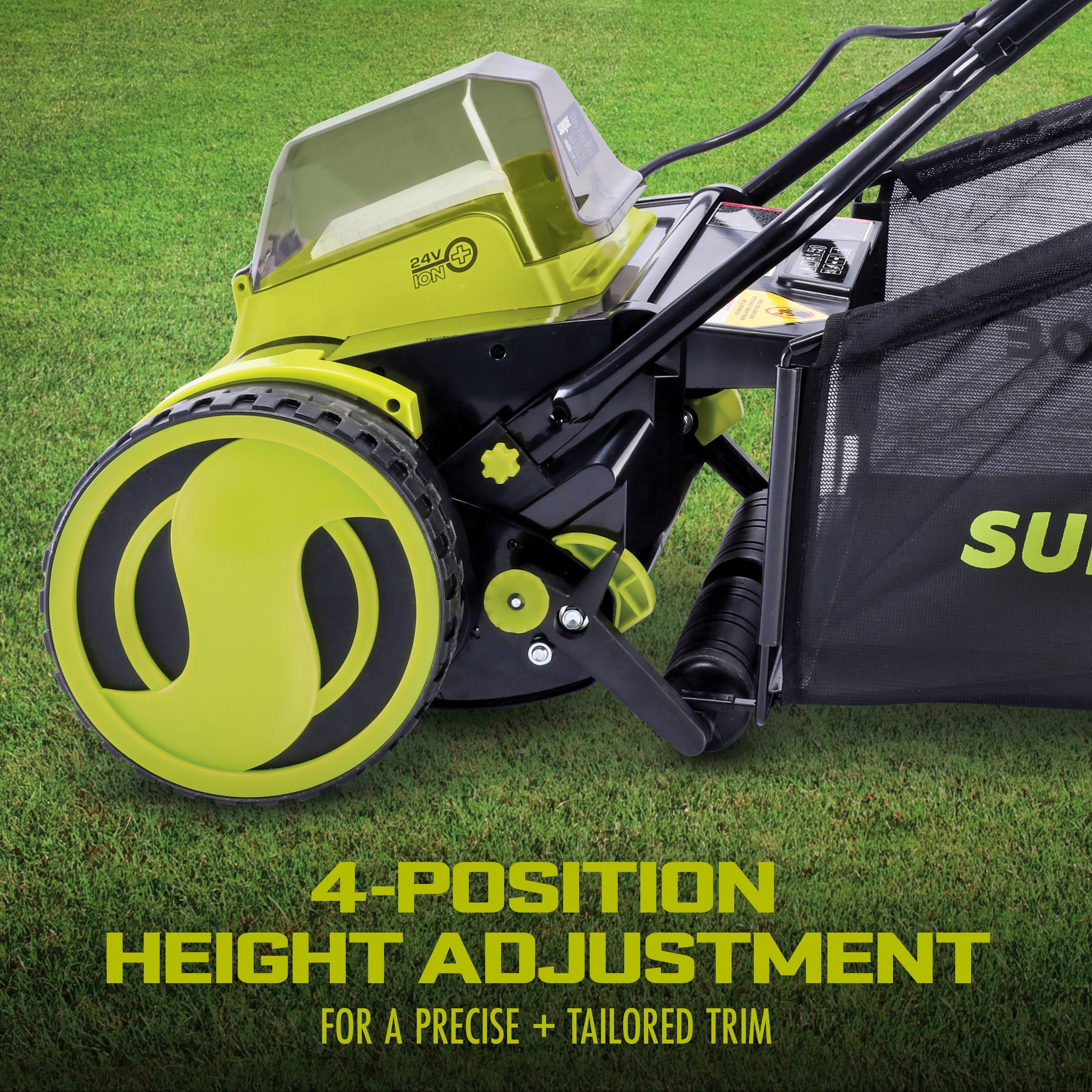 Sun Joe 24V Cordless Push Reel Lawn Mower, Battery Powered Grass Cutter for Yard, 15-Inch