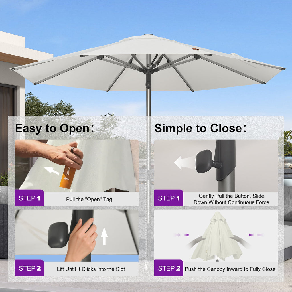 PURPLE LEAF OUTDOOR 16 x 16 FT Extra Large Rectangle Patio Market Table Sun Umbrella Heavy-Duty with Semi-Auto Open Maximum Coverage for Restaurant Hotel Resort Cafe Poolside Beige