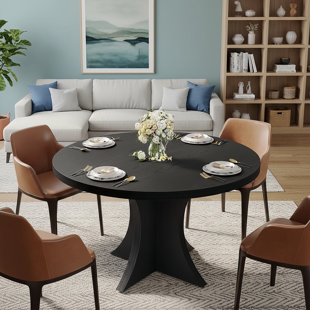 Modern Faux Marble Dining Table, 63 Rectangular 4-6 Seater Wood Table with Sturdy Base, Kitchen Living Room Dinner Table