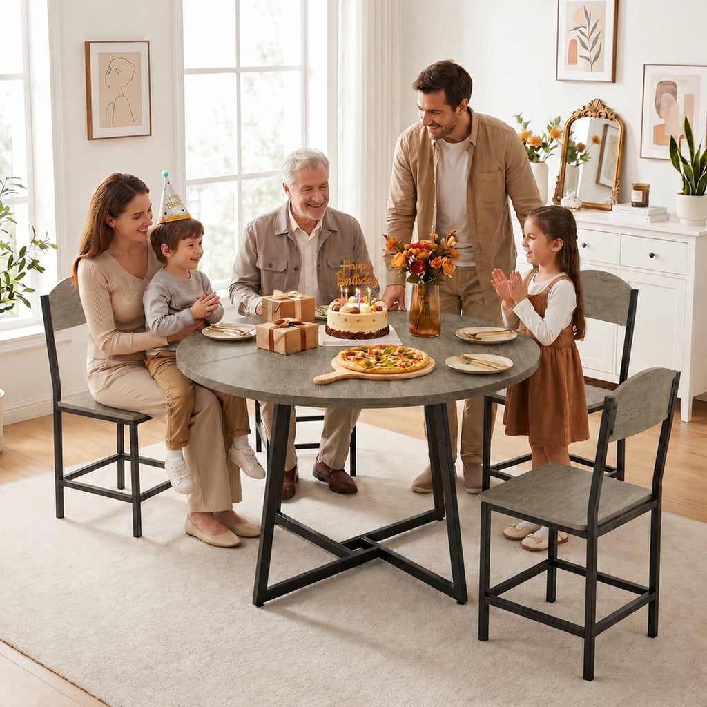 Gasee Dining Table, 43 Round Dining Table, Solid Wood Thickened Table Top Kitchen Dining Table,Dining Table for Dining Room, Home(Only Table),Rustic Brown