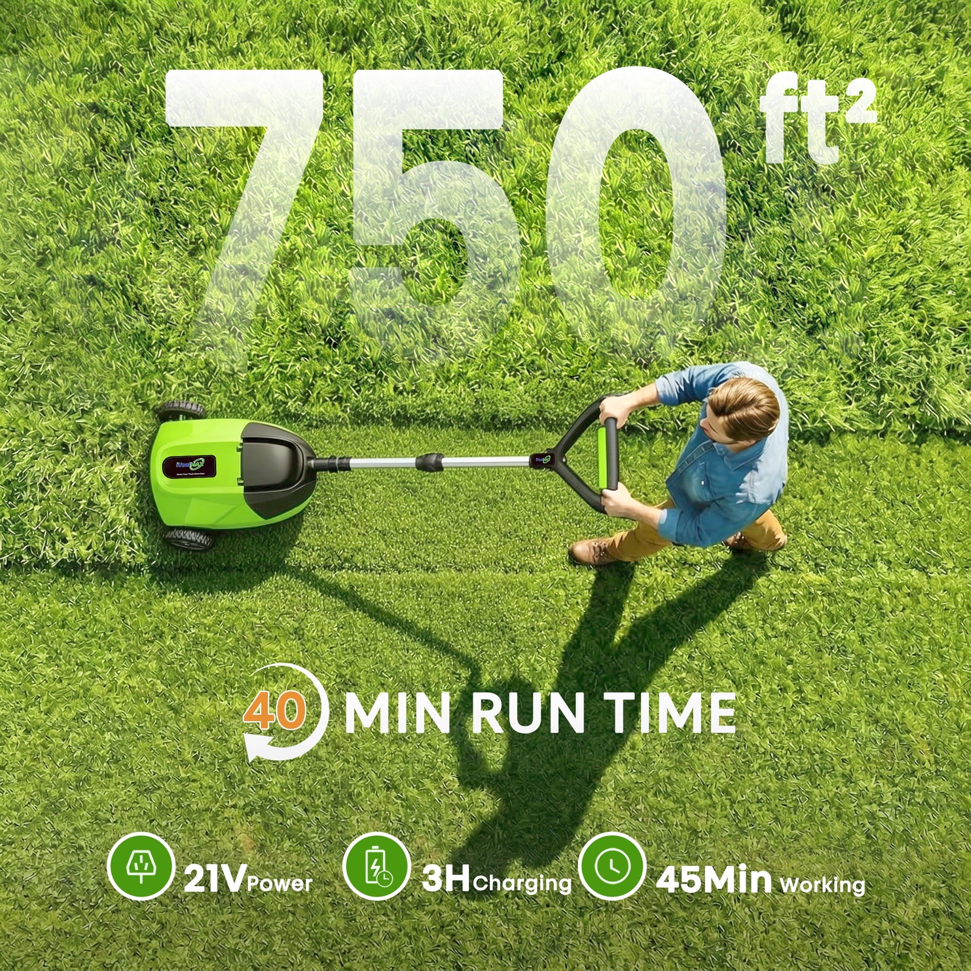 Electric Small Lawn Mower with Auto Shut-Off Sensor, 3 Position Cutting Height, 9.9Lbs Lightweight Cordless Push Mower Battery Powered for Garden/Yard/Farm, Gardening Gifts for Parents, Seniors
