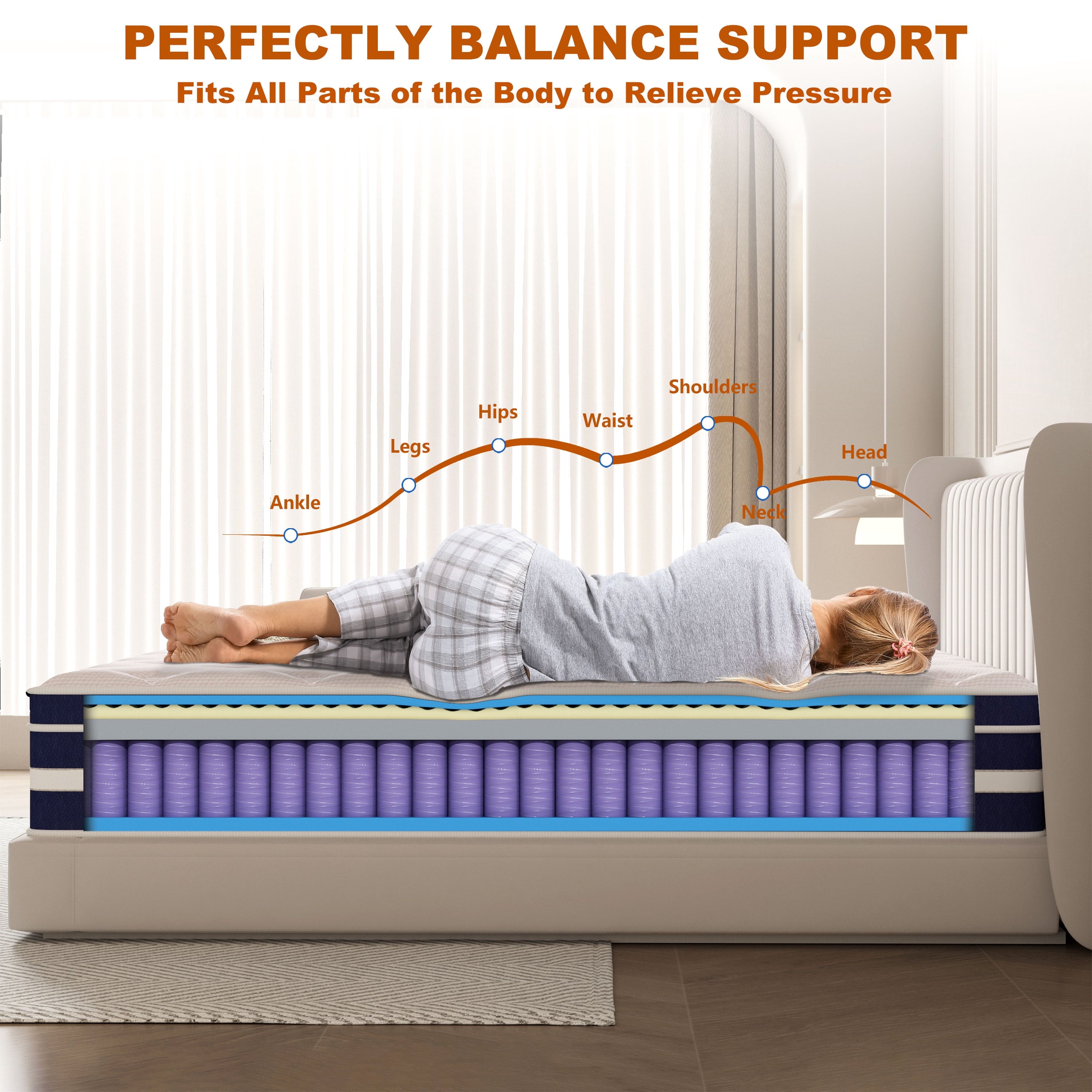 GUUKIN 12 inch Queen Mattress, Memory Foam & Spring Hybrid Medium Comfort Queen Size in a Box,Adult