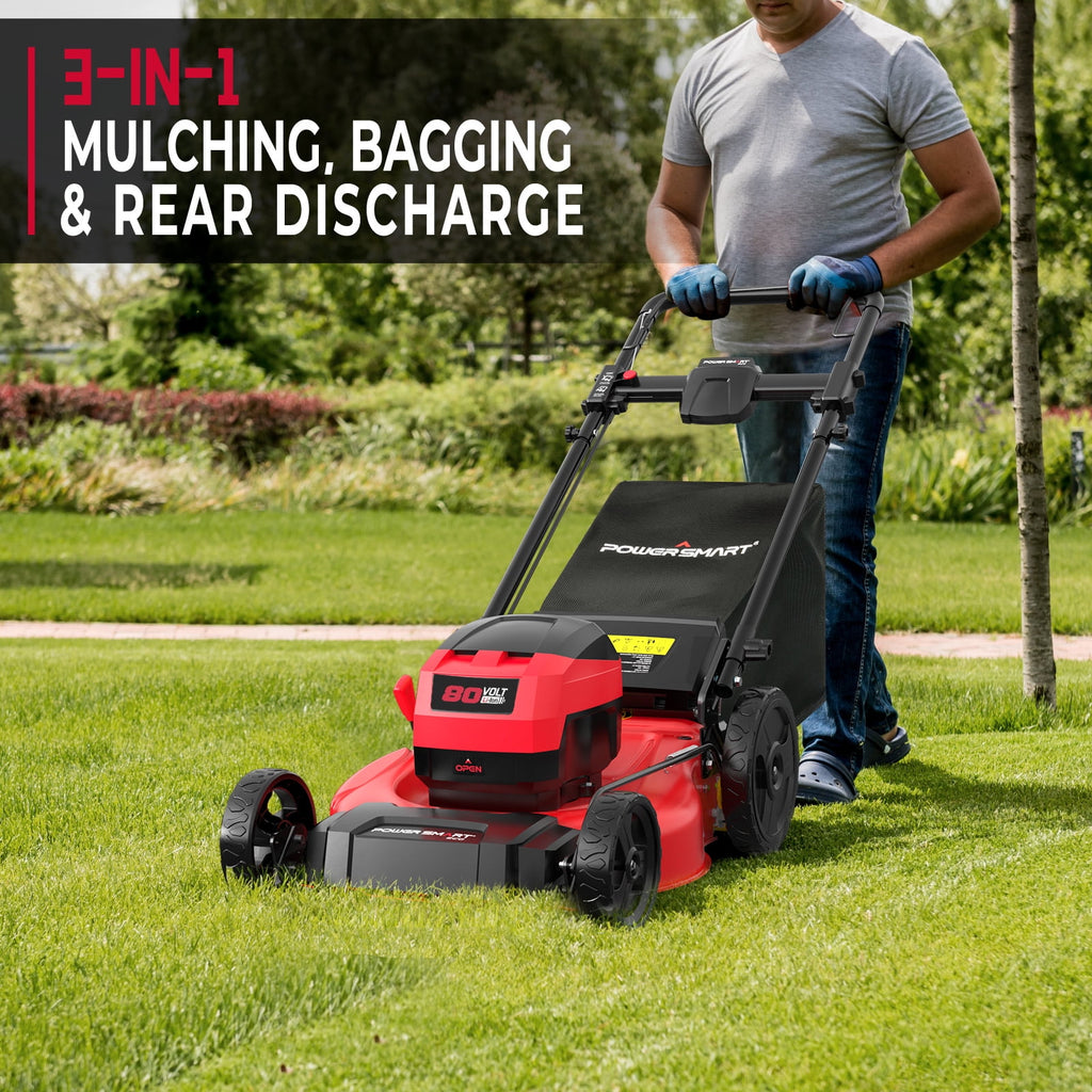 PowerSmart 3-in-1  21 6A 80V  Cordless Lawn Mower, Brushless Motor, 6 Position Height Adjustment