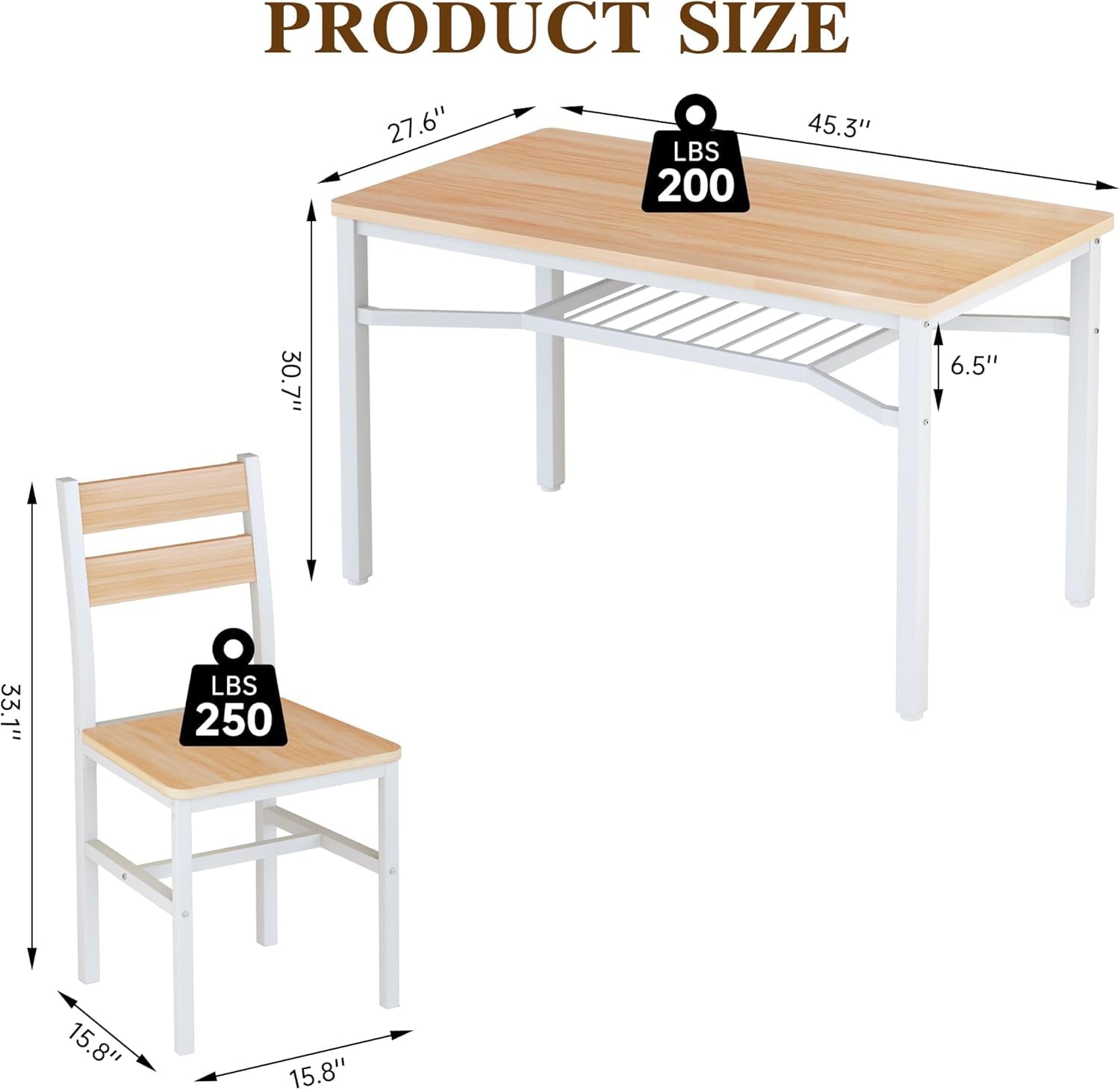 LinkRomat Dining Table Set for 4, Farmhouse Kitchen Table with 4 Wood Chairs, Dining Room Set for Breakfast Nook, Small Places, Restaurant, Gray