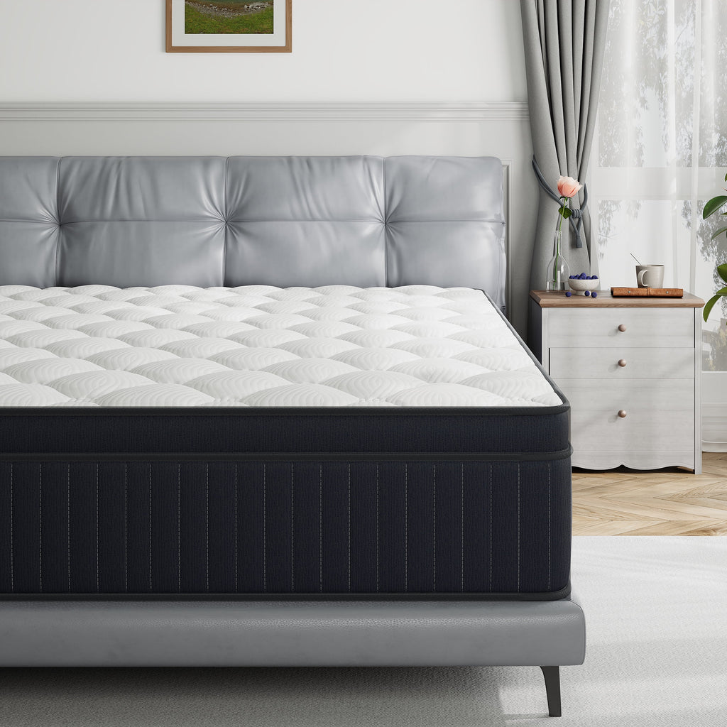 Babo Care 12 Inch Queen Mattress, Euro Top Hybrid Mattress, Medium Feel, Pocket Coils, Motion Isolation
