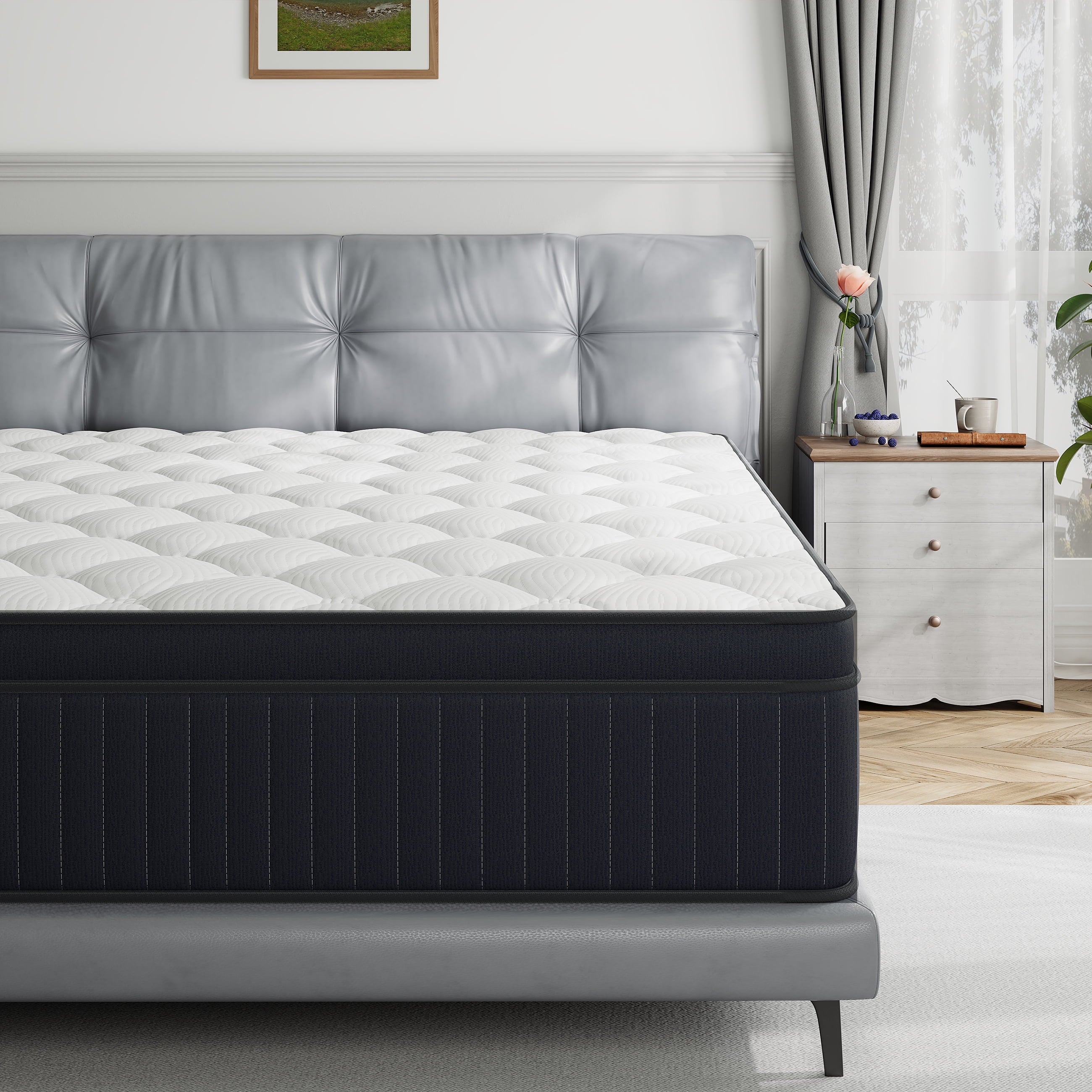 Babo Care 12 Inch Queen Mattress, Euro Top Hybrid Mattress, Medium Feel, Pocket Coils, Motion Isolation