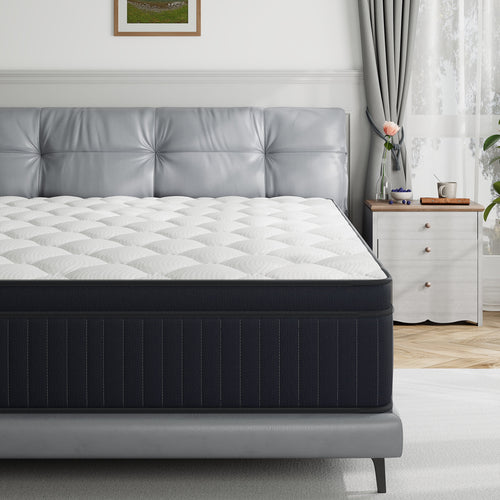Babo Care 12 Inch Queen Mattress, Euro Top Hybrid Mattress, Medium Feel, Pocket Coils, Motion Isolation