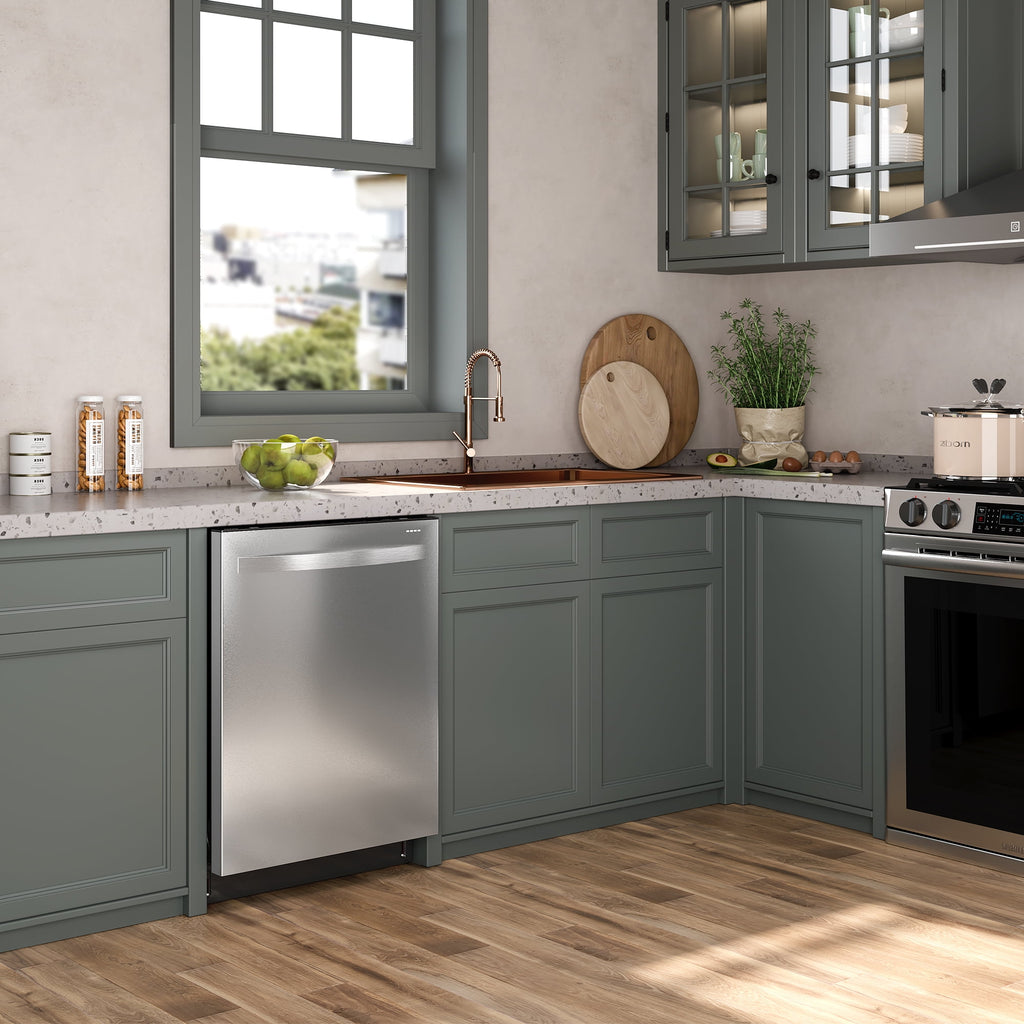 Sunvivi 24 Stainless Steel Built-in Dishwasher, 14-16 Place Settings Dishwasher Machine, 8 Wash Programs, Energy Star, Sliver