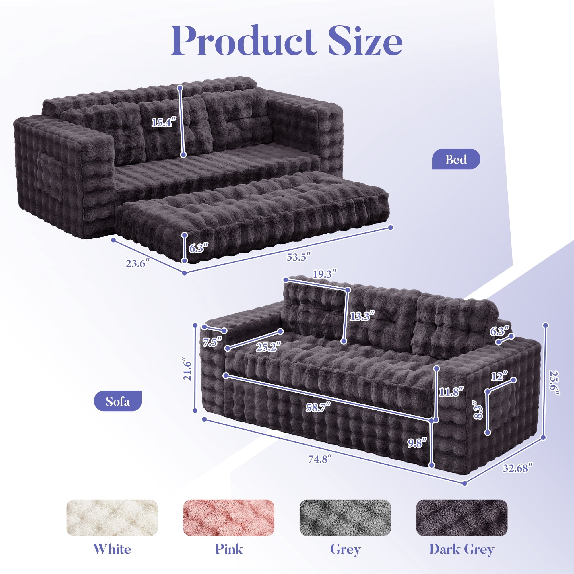 Hobestluk 3-Seater Sofa Boneless Couch with Tufted Button Design 2 in 1 Comfy Cloud Couch Oversized Sofa for Living Room Bedroom Apartment or Office (Grey, 3 Seater)