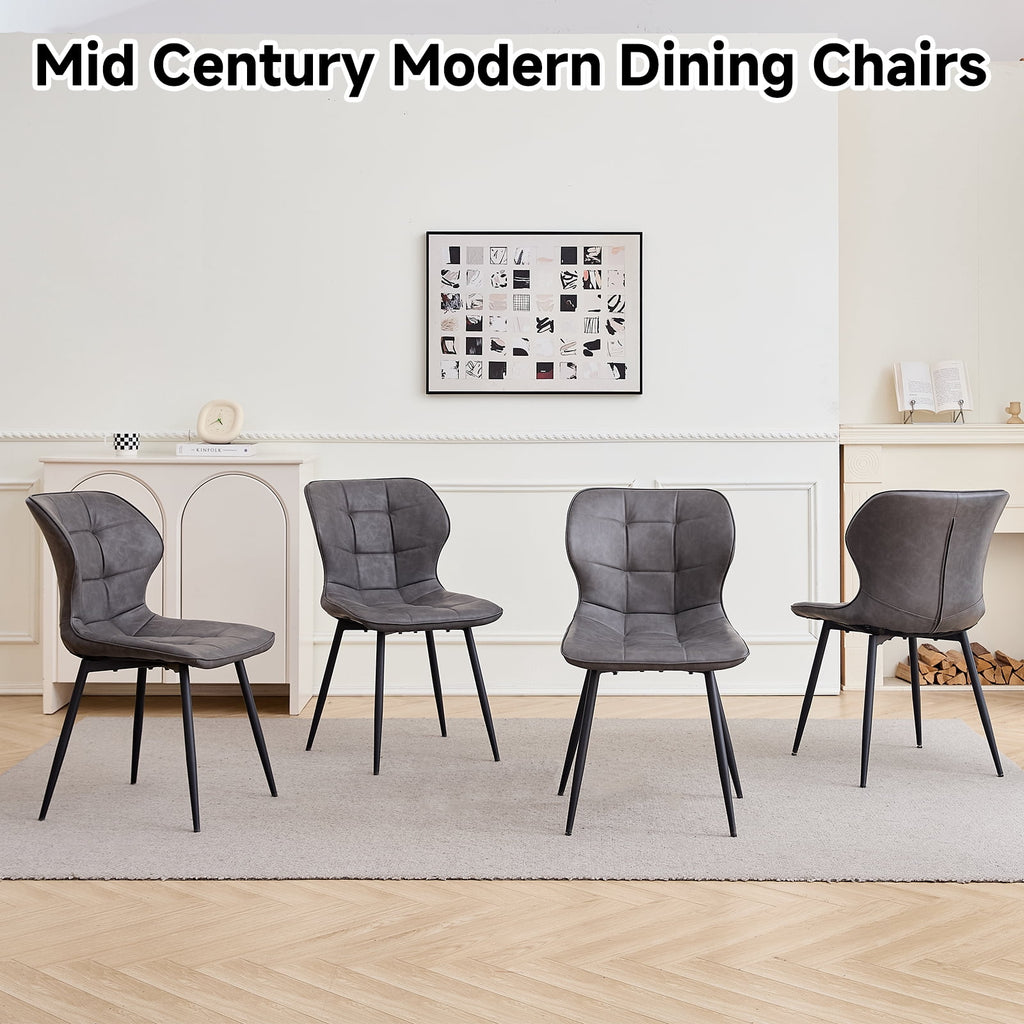 47 Round Dining Table Set for 4 Mid-Century Modern Kitchen Table with 4 Upholstered Chairs Kitchen Coffee Set Dining Table and Chairs for Living Room(Natural Table with 4 Beige Chairs)