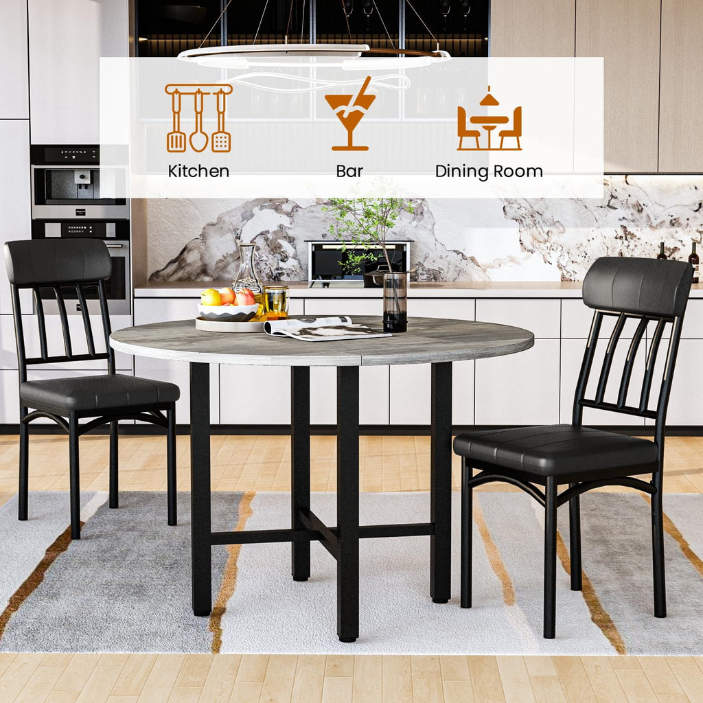 MOOSENG Round Dining Table Set for 4,Faux Marble Circle Dining Table Set with Chairs,Modern Kitchen Table and Chairs Set for 4,Round Dinner Table & Chair Set for Small Space