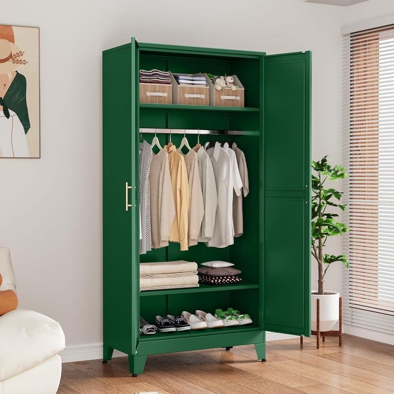 ERO 70.9H Steel Armoire and Wardrobe Storage Closet with Hanging Rod and Adjustable Shelves