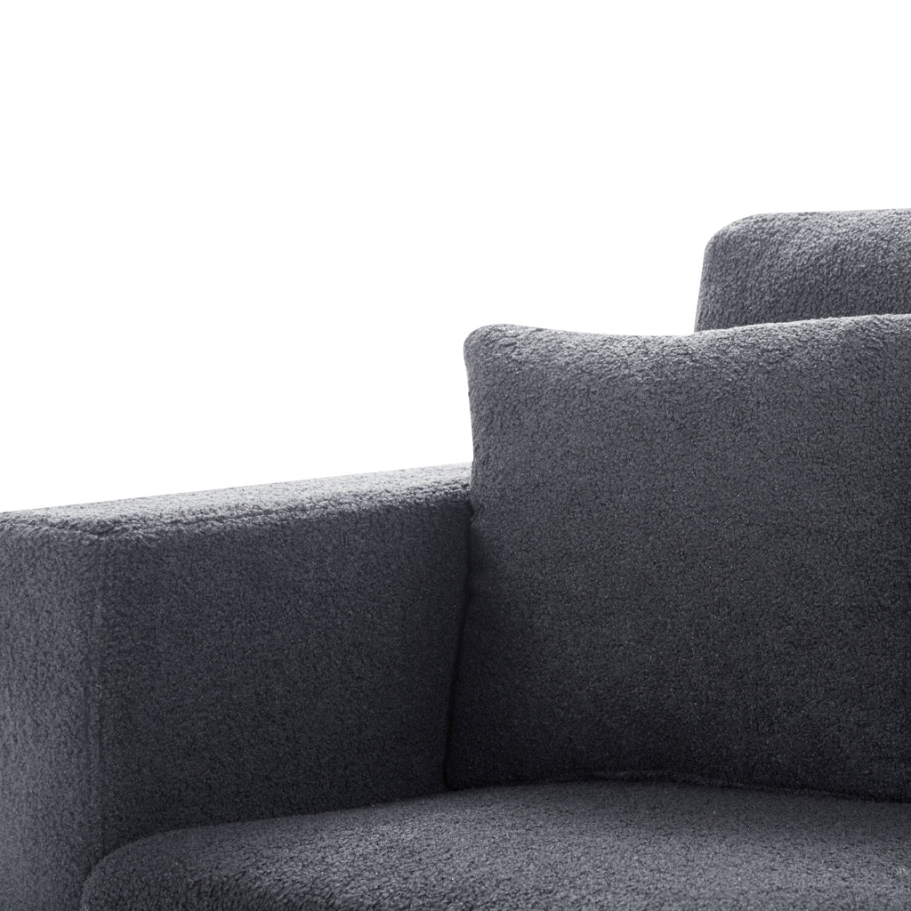 Gewnee 86.6 Modern Sofa Couch,Teddy Velvet 3 Seaters Comfy Couch with Deep Seat for Living Room,2 Pillows,Beige