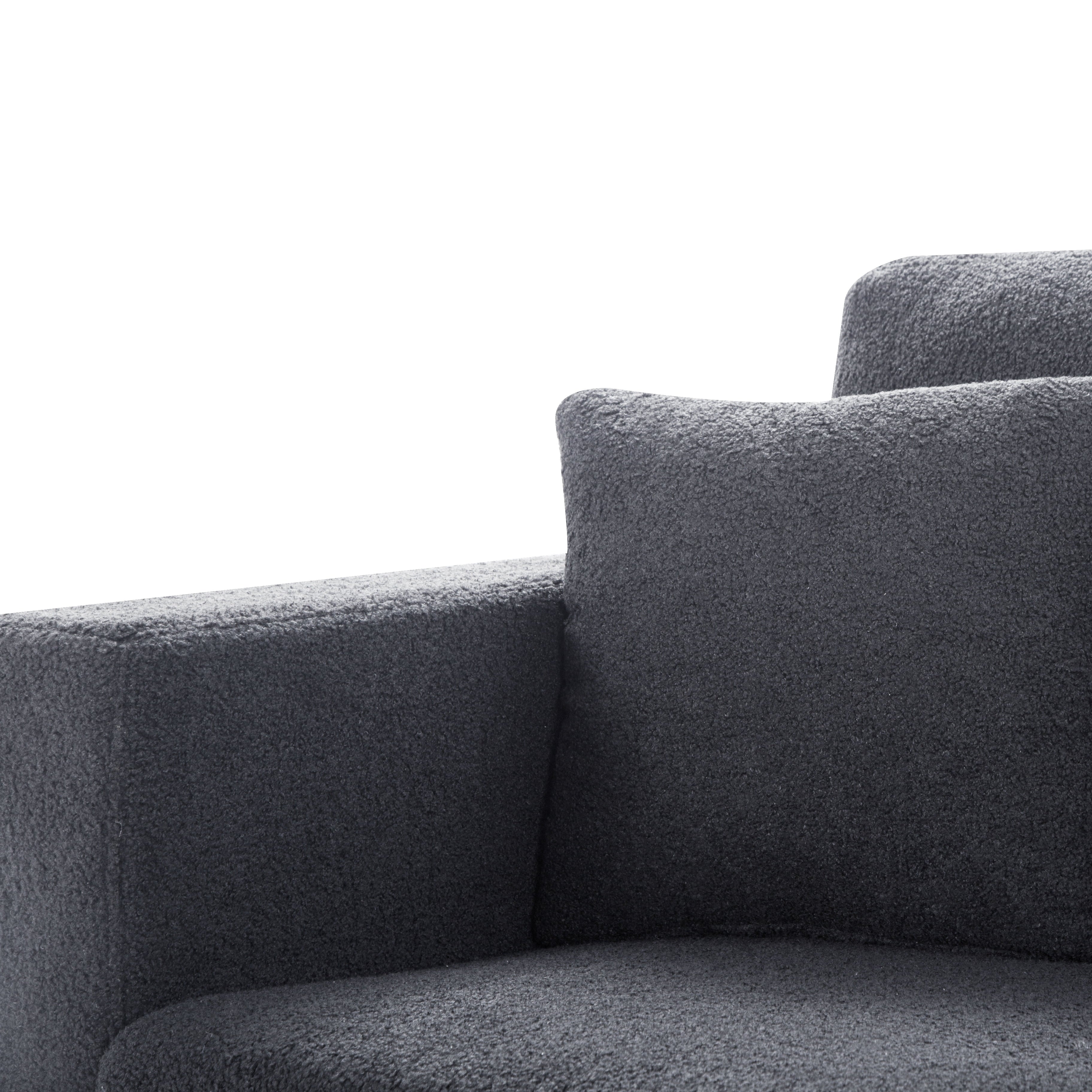 Gewnee 86.6 Modern Sofa Couch,Teddy Velvet 3 Seaters Comfy Couch with Deep Seat for Living Room,2 Pillows,Beige
