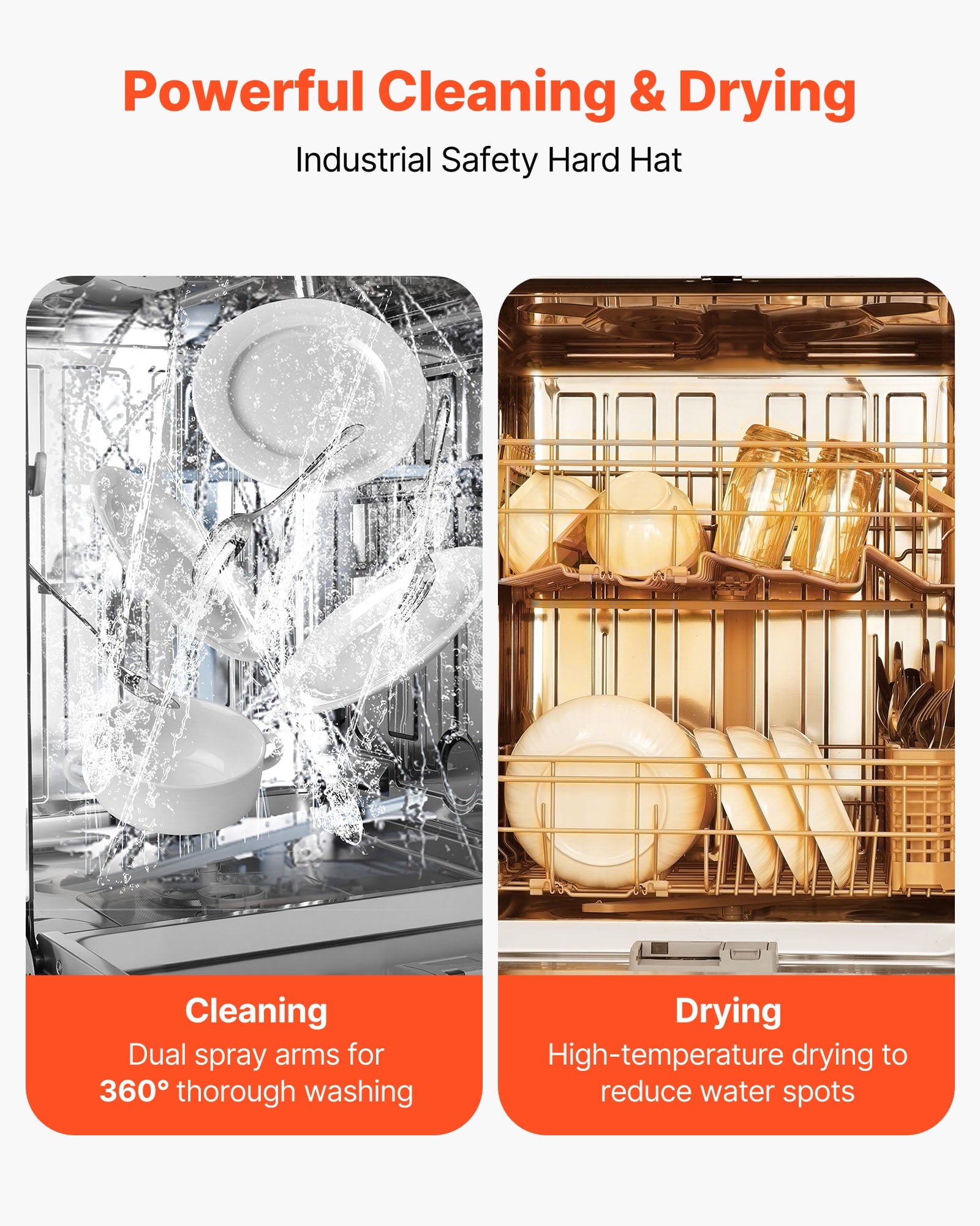 VEVOR 24 Inch Built-In Dishwasher, Stainless Steel Tub, 14 Place Settings and 8 Washing Programs, 23.82 x 25.2 x 33.78 Inch Low-Noise Dishwashing Machine with Upper / Lower Racks and Zoned Storage