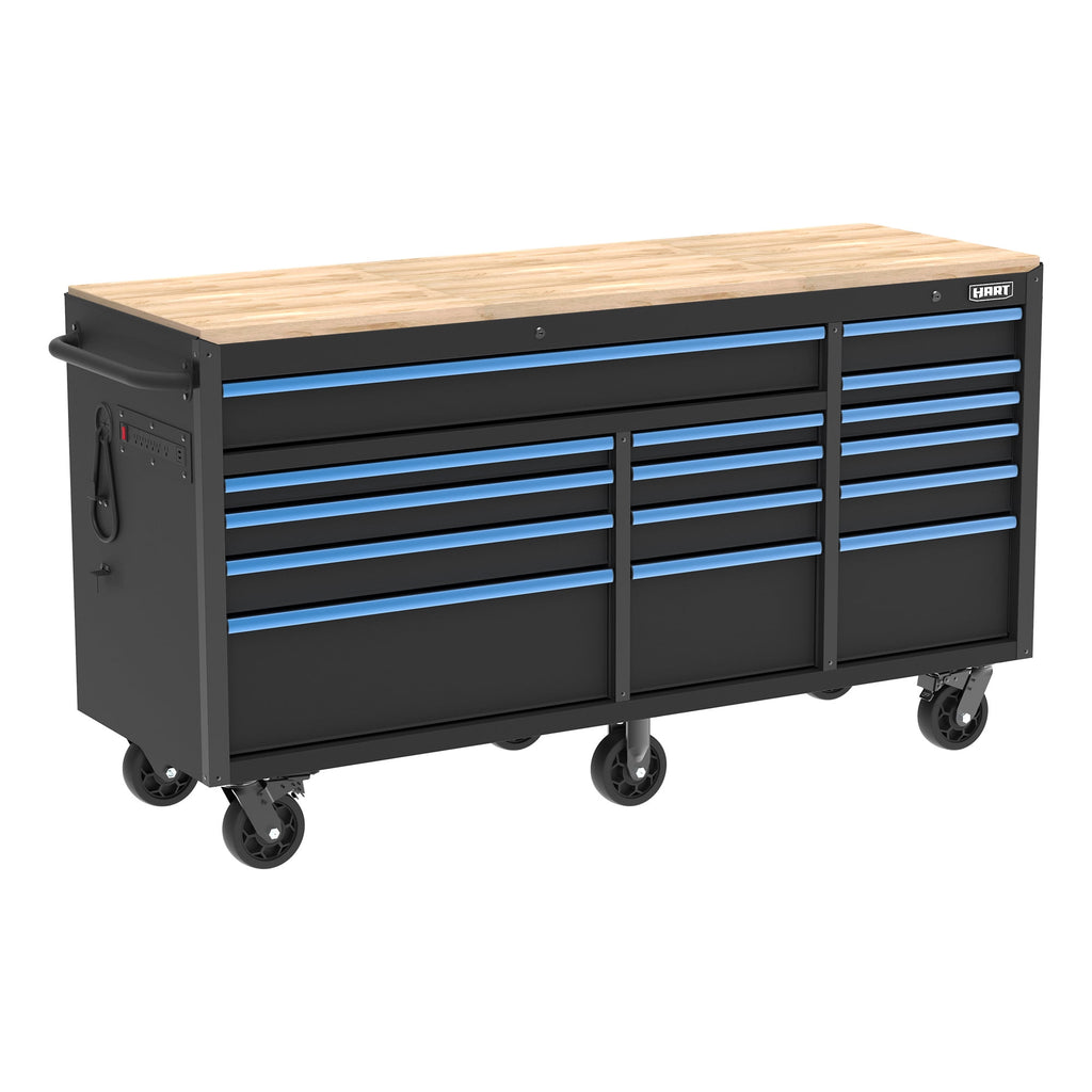 HART 36-Inch 5-Drawer Mobile Tool Chest Workbench with Wood Top, Rolling Garage Storage