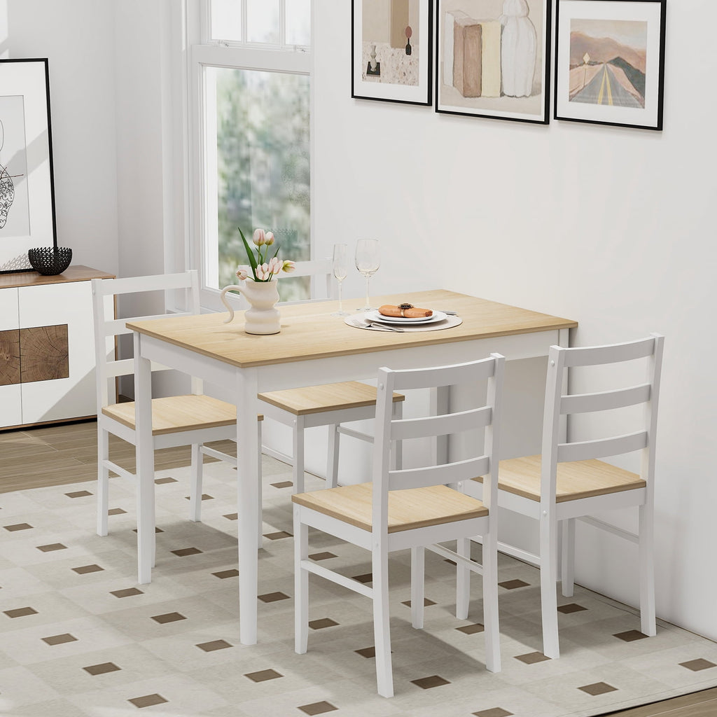 Costway 5-Piece Dining Set Solid Wood Kitchen Furniture with Rectangular Table & 4 Chairs