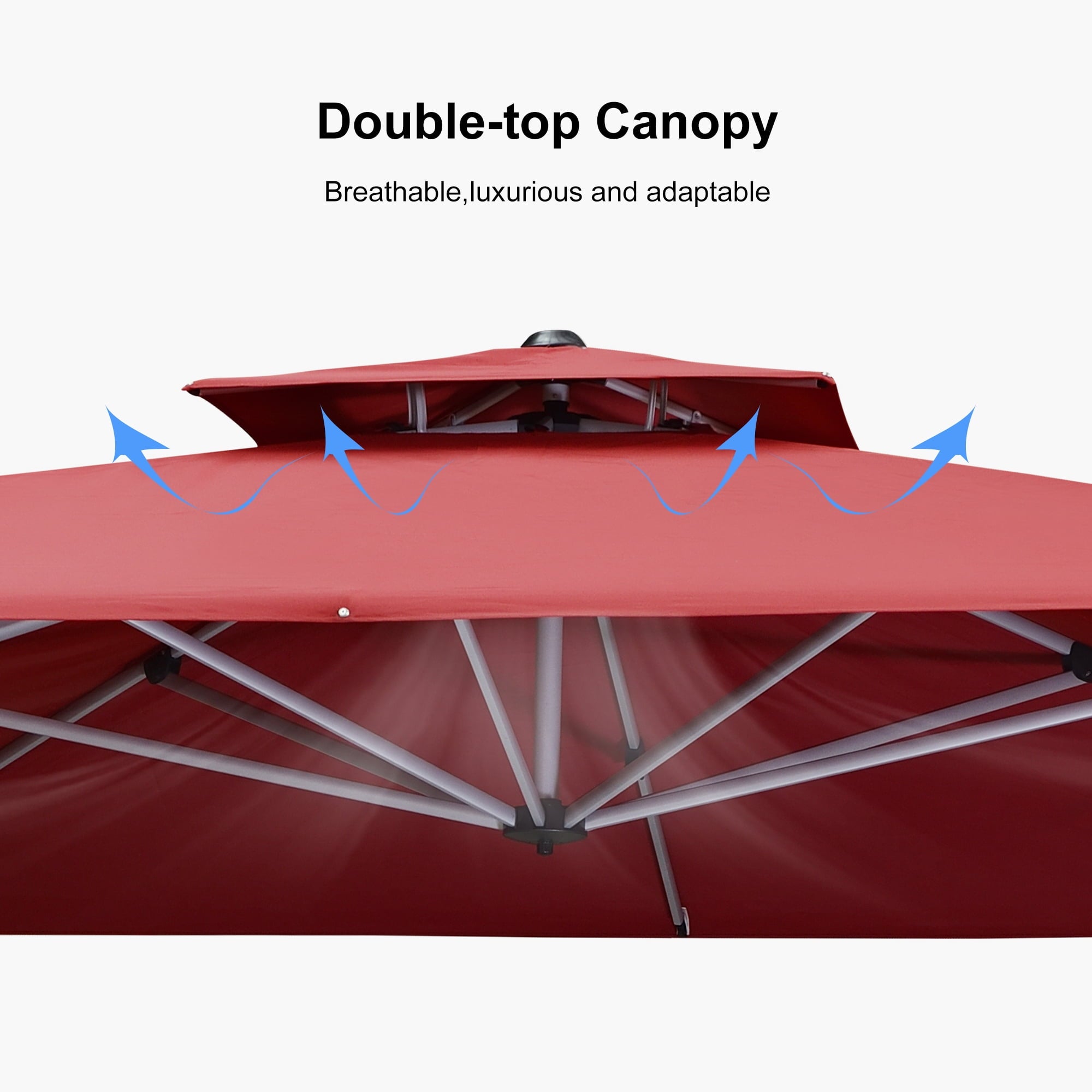 PURPLE LEAF 10 x 13FT Deluxe Rectangular Patio Umbrella, Large Offset Cantilever Umbrella with 360° Rotation, Gray