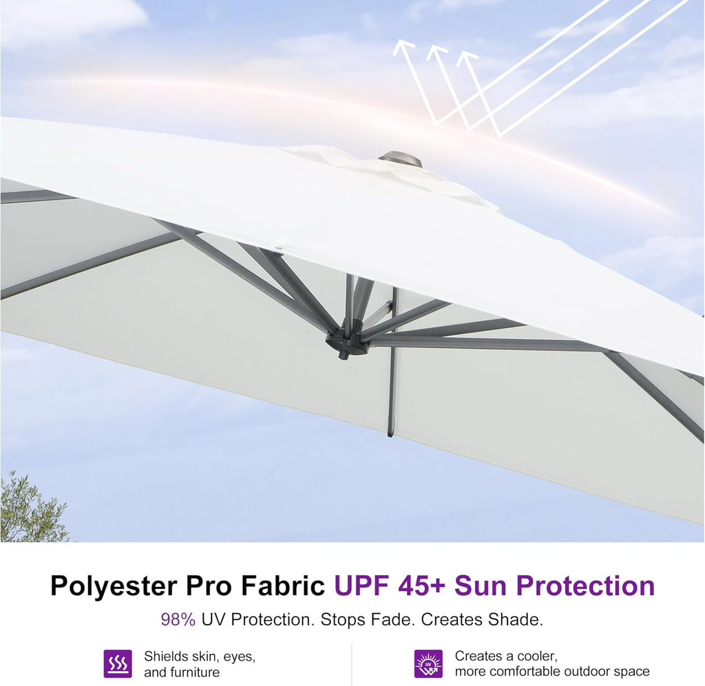 PURPLE LEAF 9x11.5 Ft Cantilever Umbrella Rectangle Outdoor Patio Umbrella Large Offset Hanging Umbrella Aluminum Umbrella with 360°Rotation Adjustable Garden Pool Umbrella,Turquoise Blue