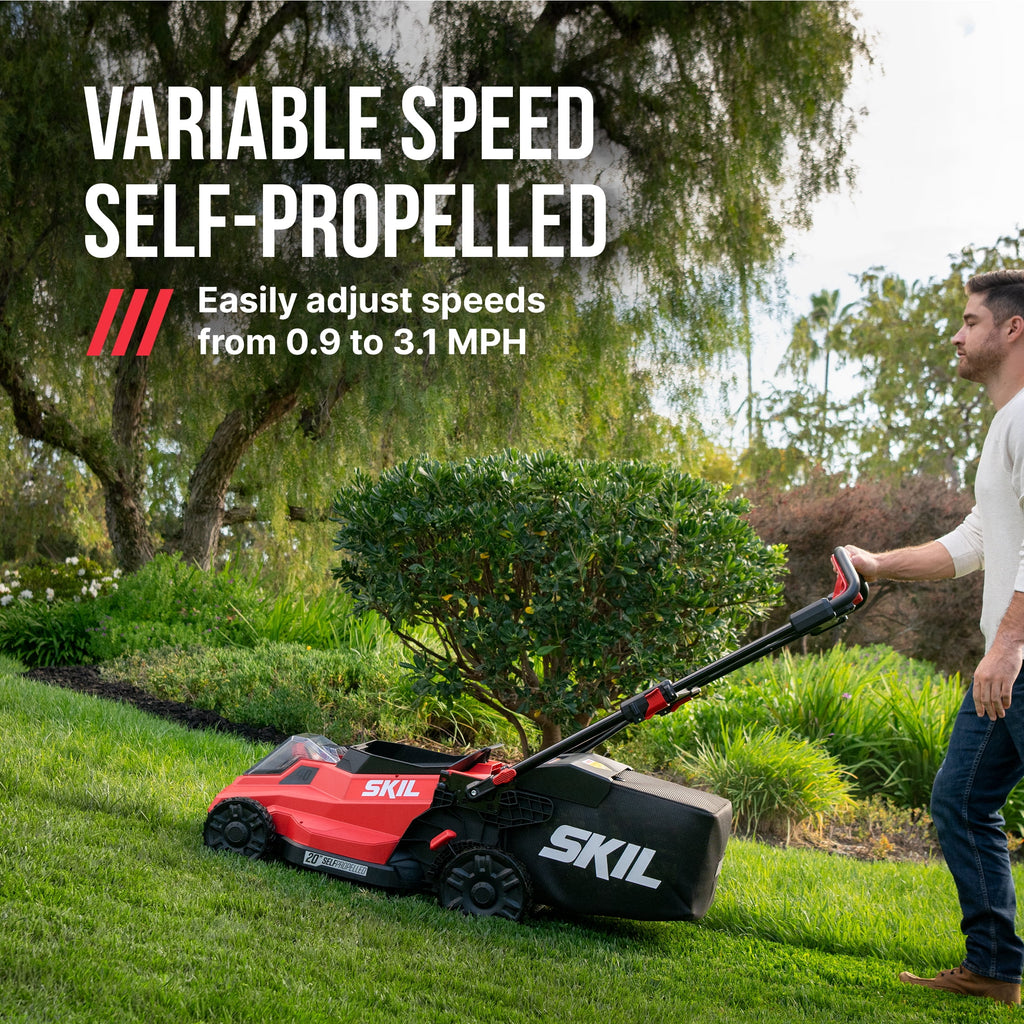 SKIL PWR CORE 40V Brushless 20-Inch Self-Propelled Mower Kit with Smart Caddy, 7.5Ah Battery and 150W Charger, SM2010C-16