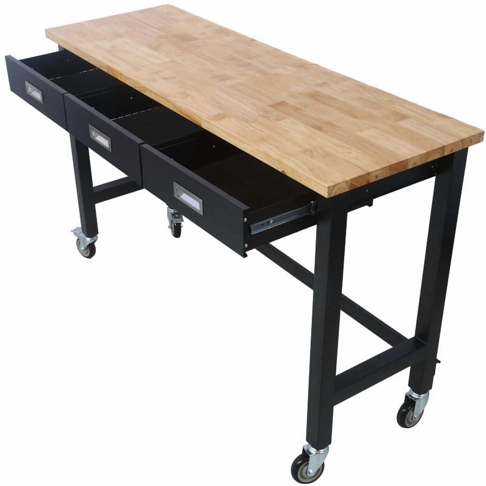 60 × 20 Multifunctional Workbench with Three Drawers, Four Swivel Casters, Stable & High-Quality