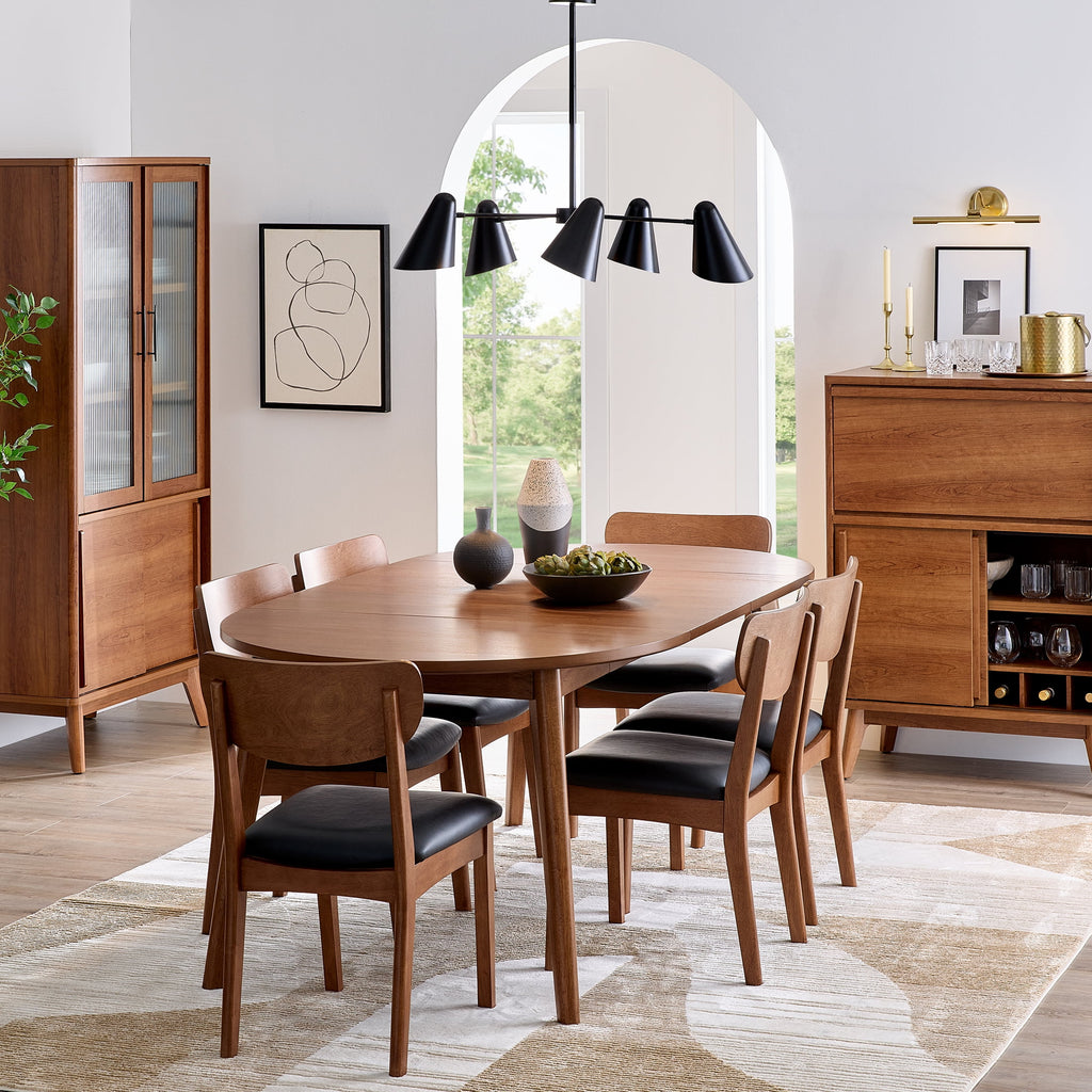 Better Homes & Gardens Greyson Mid-Century Extendable Dining Table, Solid Wood and Veneer, Acorn Finish