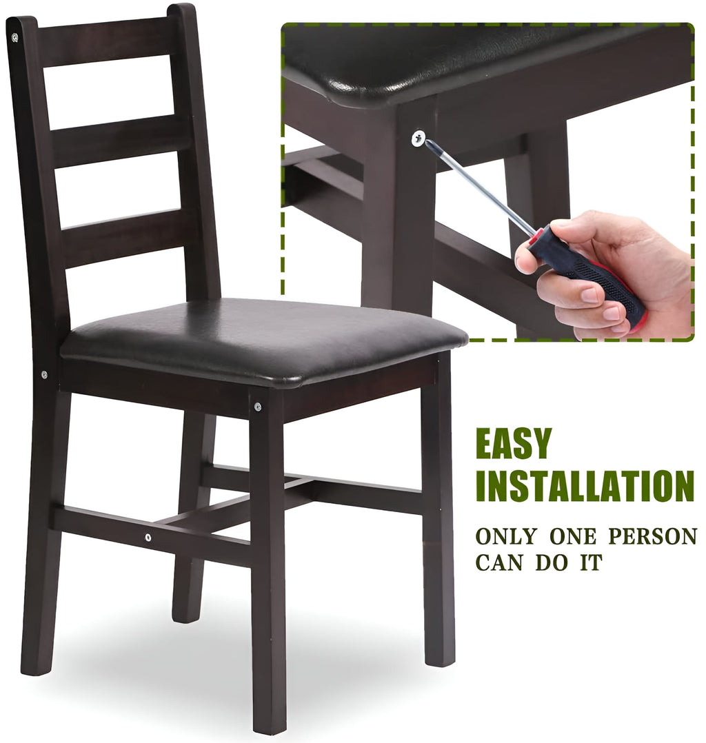 Dining Table Set, 5 Pieces Kitchen Dining Table with 4 Dining Chairs Pine Wood Kitchen Dinette Table