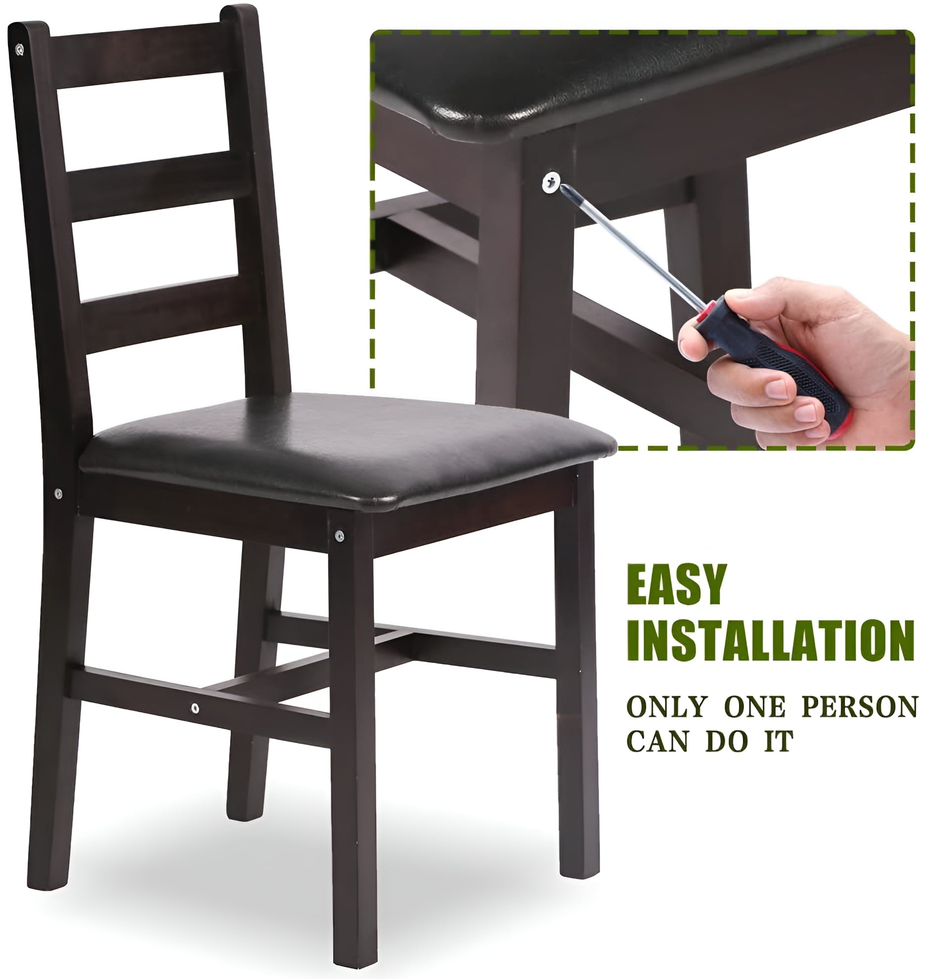Dining Table Set, 5 Pieces Kitchen Dining Table with 4 Dining Chairs Pine Wood Kitchen Dinette Table