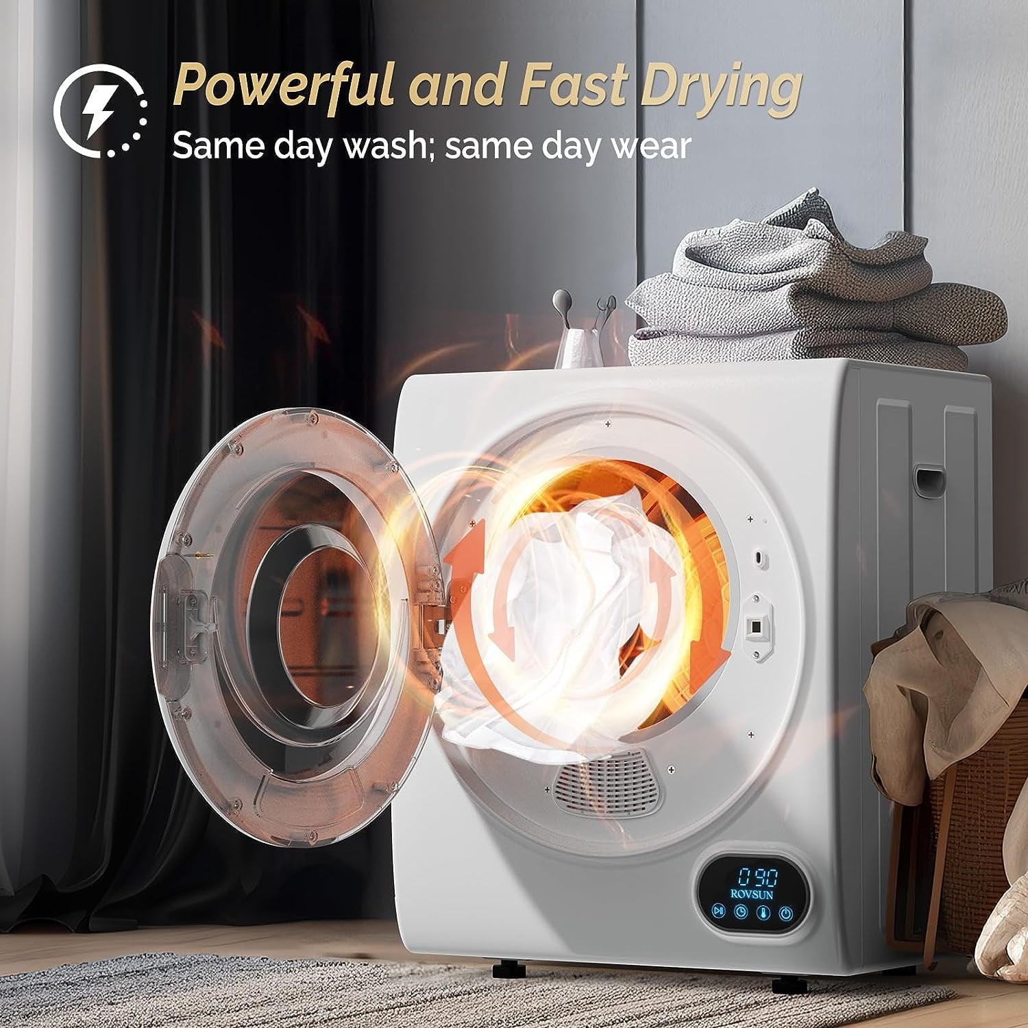 VINGLI Portable Clothes Dryer 10 lbs 110V White Electric Dryer Tumble