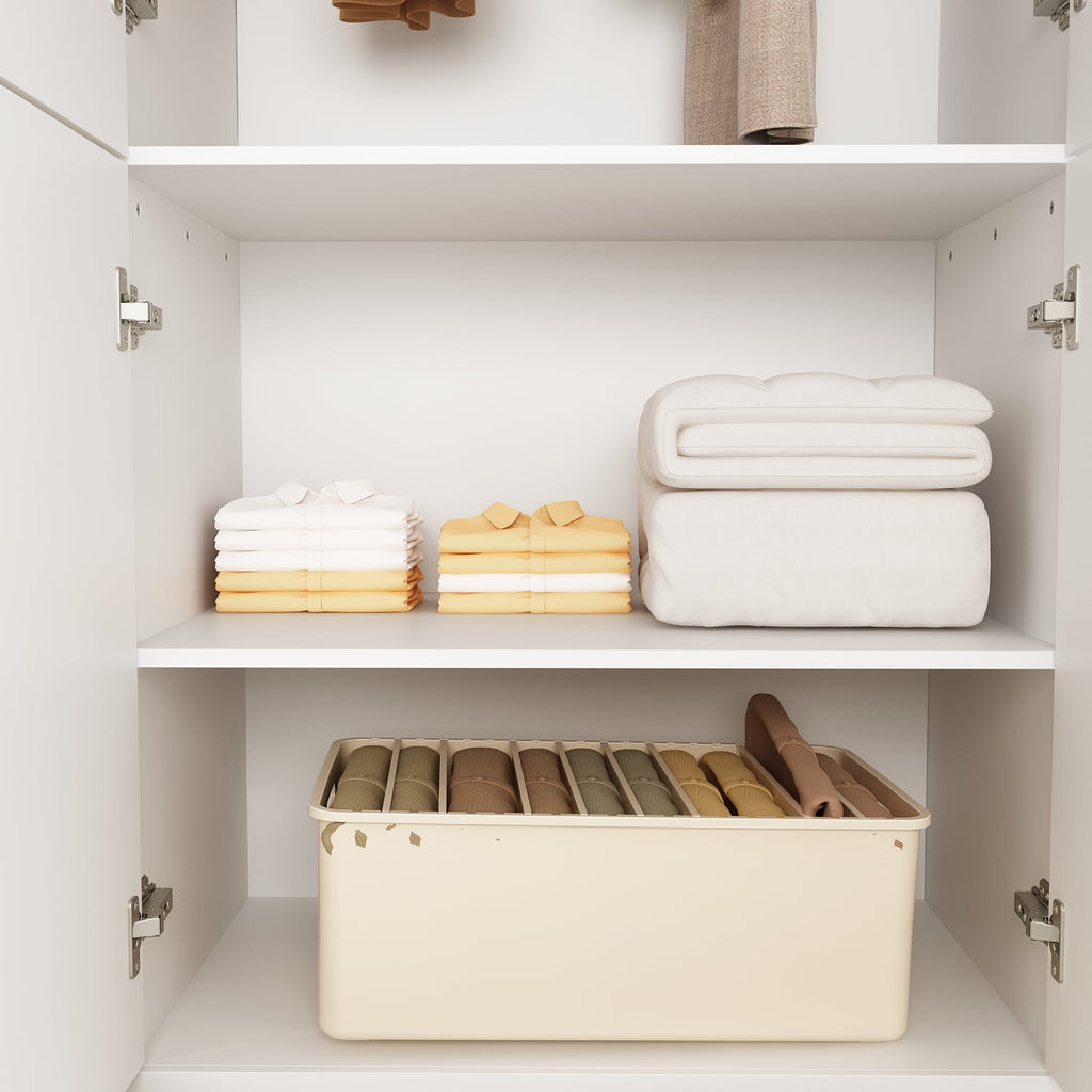 OxyLife 2 Door Wardrobe Armoire, White Closet Storage Organizer with Drawers and Shelves