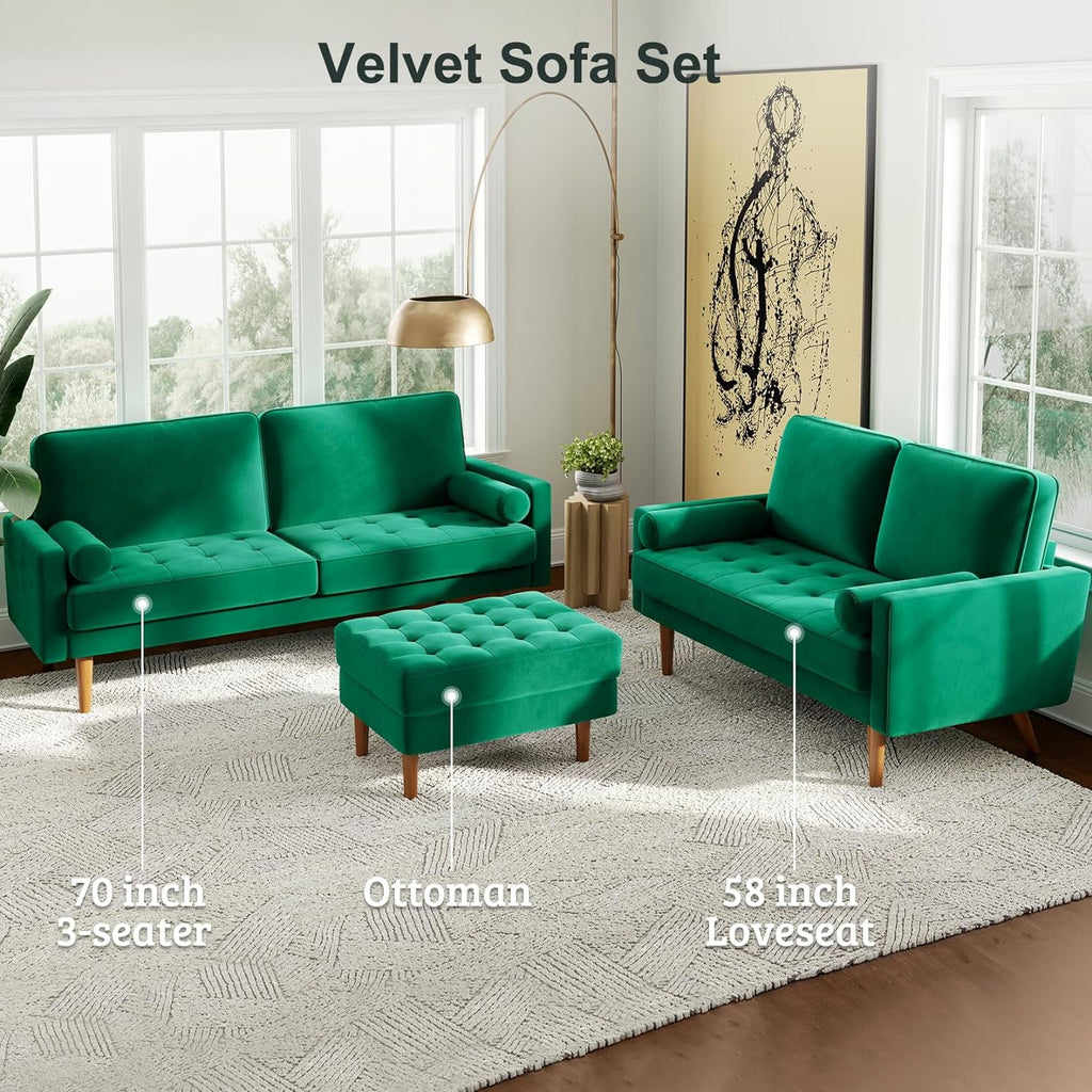 Neche Sofa for Living Room,Solid Wood Foot, 2 Seater Small Modern Loveseat Couch in a Box  - Black