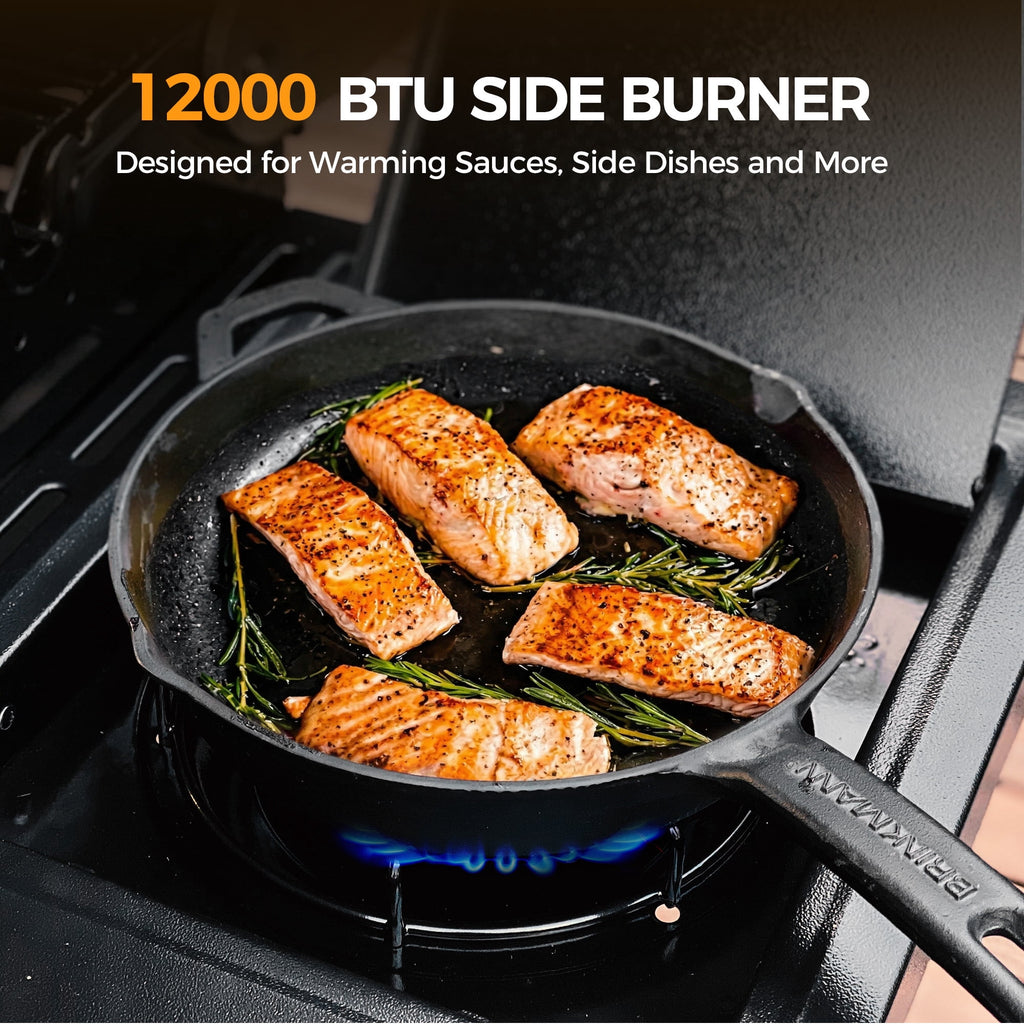 MASTER COOK 4+1 Burners Propane Gas Grill, 52,000 BTU Cabinet BBQ Grill with Side Stove, 518 Sqin Cooking Area, Stainless Steel