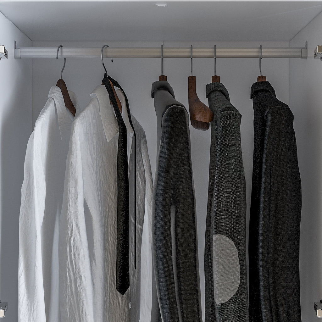 OxyLife 2 Door Wardrobe Armoire, White Closet Storage Organizer with Drawers and Shelves