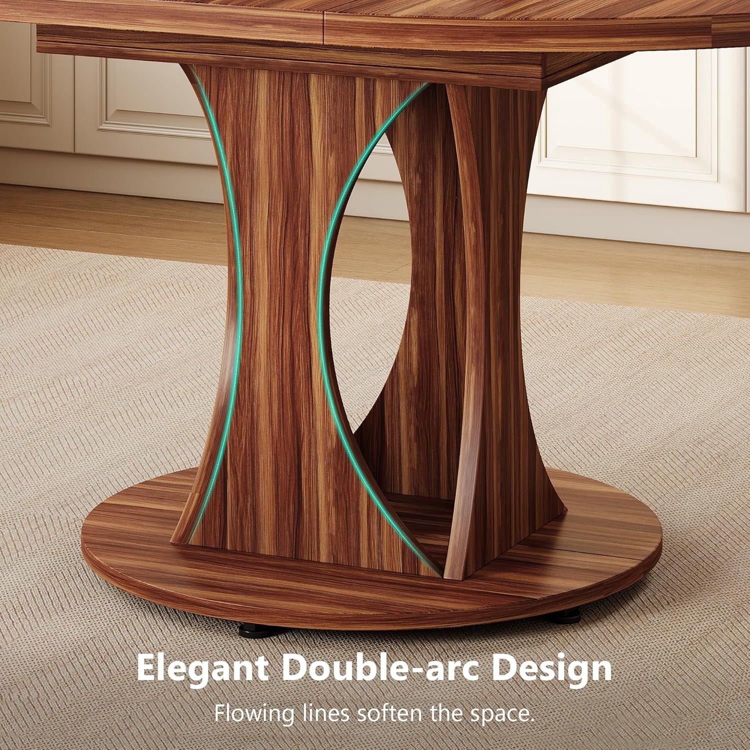 Laisnet 47 Round Dining Table for 4-6, Kitchen Table with Rounded Base for Dining Room Living Room, Black