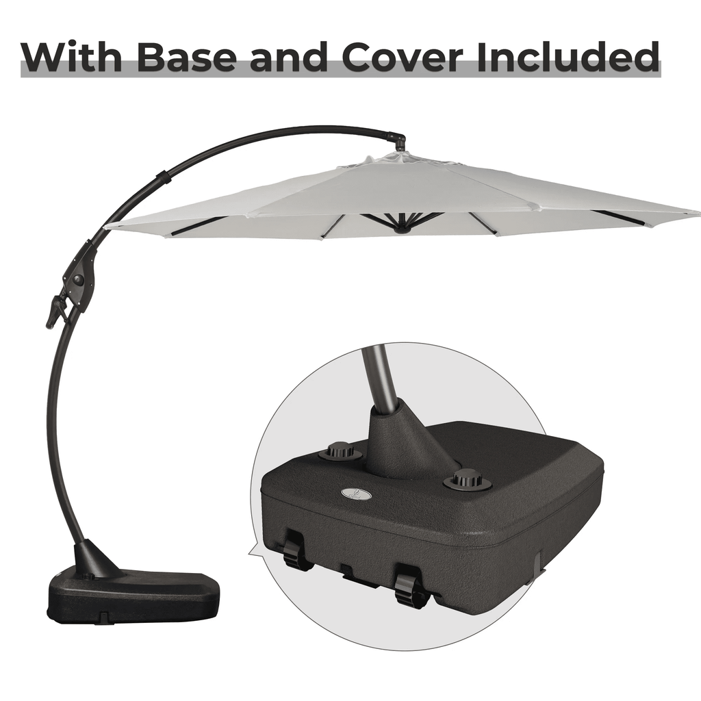 GRANDPATIO 12 ft Deluxe Aluminium Patio Umbrella with Base, Large Offset Outdoor Umbrella, Navy Blue