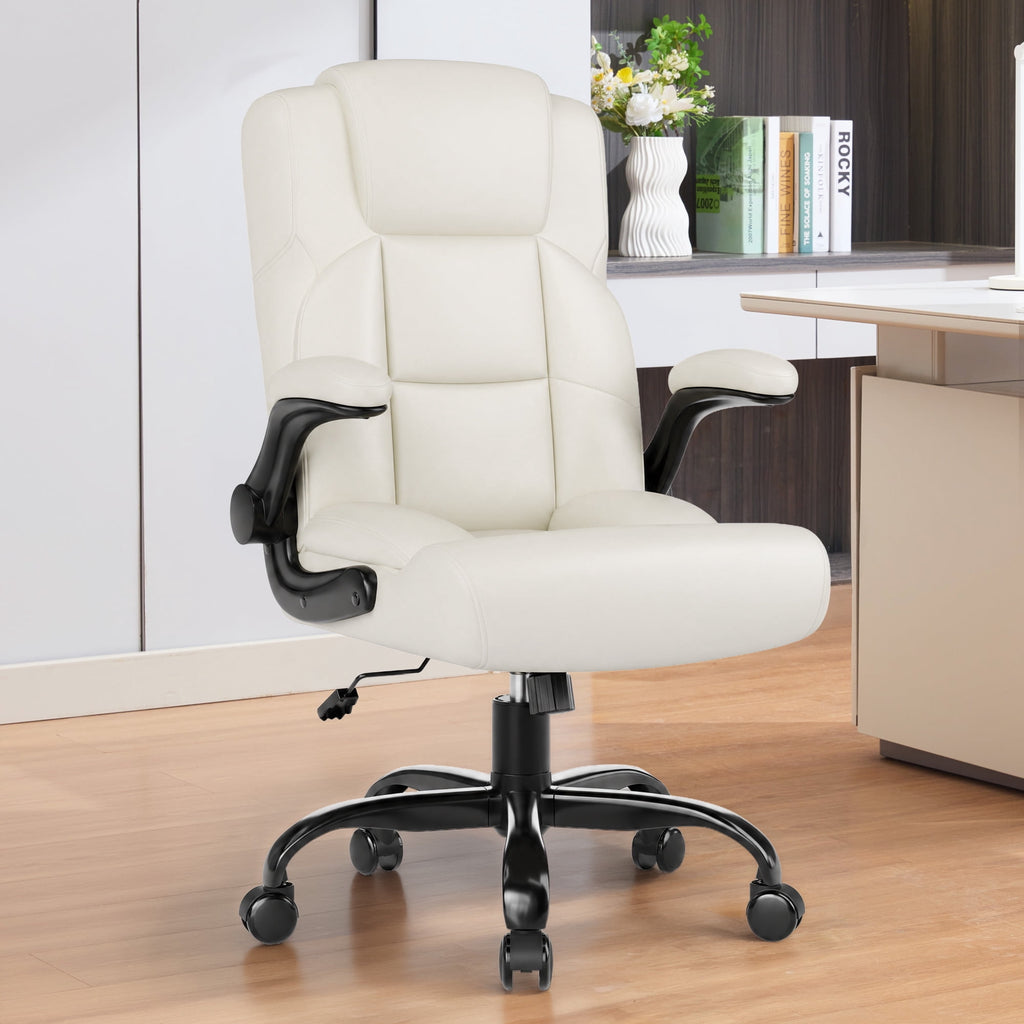 JONPONY Leather Office Chair, Big and Tall Office Chair 400LBS Wide Seat Ergonomic Computer Desk Chair High Back Executive Leather Chair Adjustable Task Chair Lumbar Back with 1-Year Warranty, Black