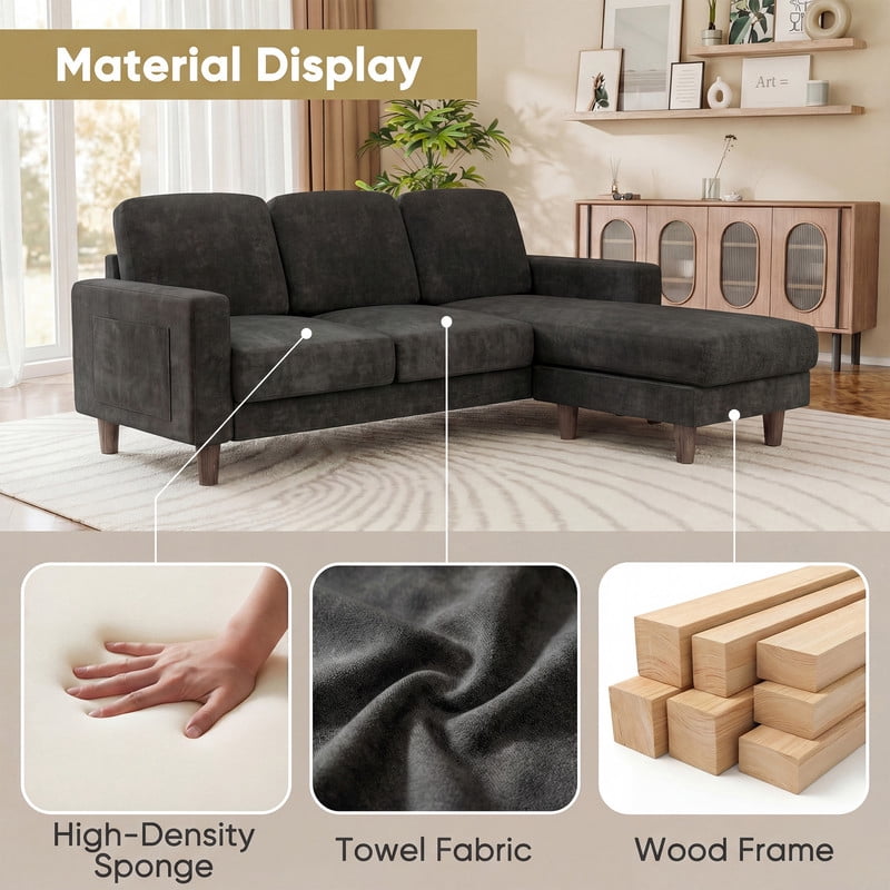 Homall Cloud Modular Sectional Sofa 3 Seat L-Shaped Cloud Oversized Sofa Couch for Living Room, Apartment and Small Space,Dark Gray