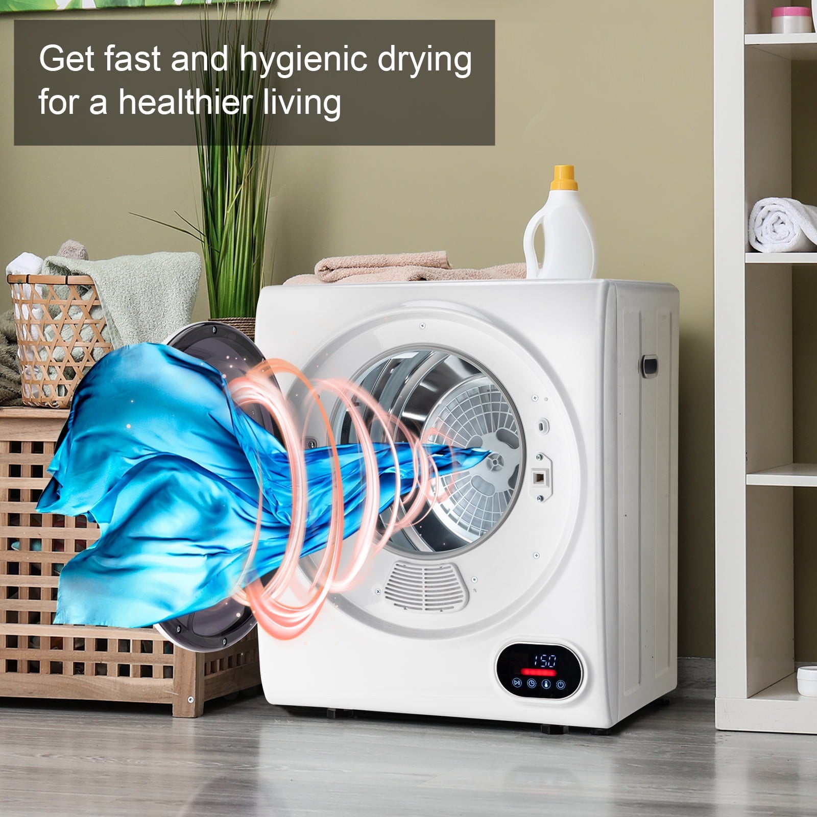 Ktaxon 1.6 cu. ft. Compact Electric Dryer With LCD Touch Panel & Stainless Steel Tub for Home, Apartment, Dorm,White