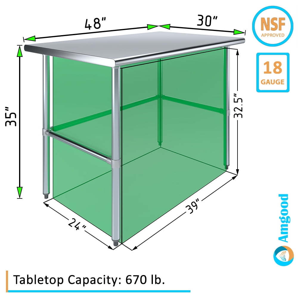 30 x 48 Stainless Steel Work Table with Open Base