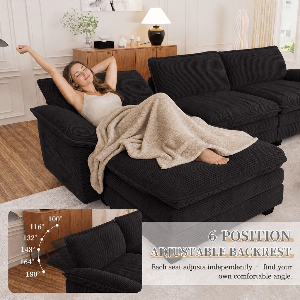 Muumblus 80.5 Corduroy Loveseat Sofa, Oversized Upholstered 2-Seater Fluffy Cloud Sleeper Couch for Living Room/Apt, Pink